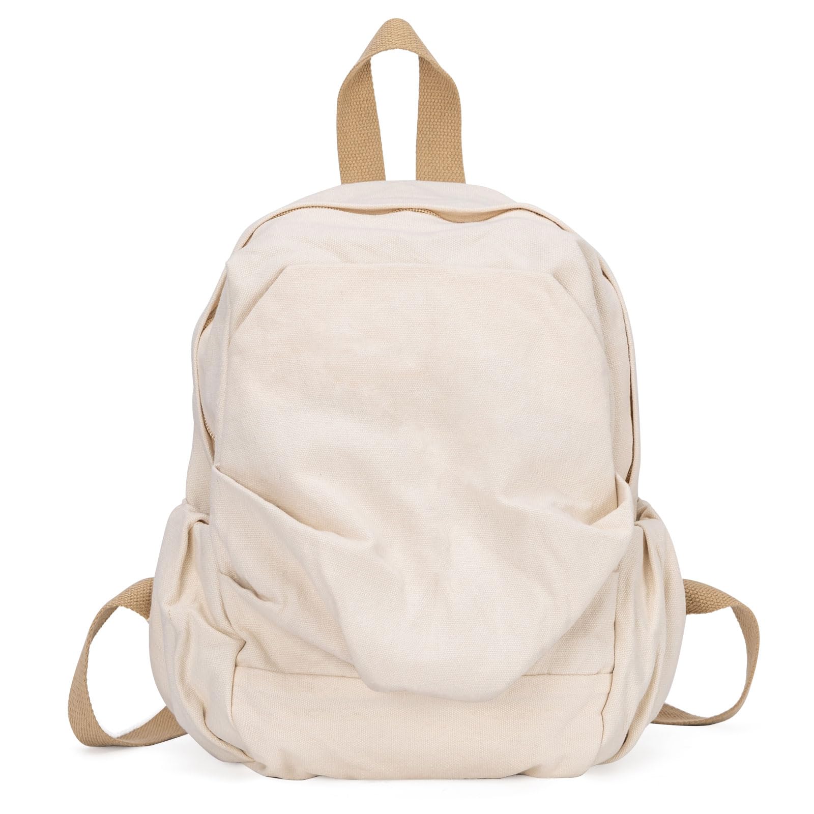 Vintage Canvas Backpack for Women & Men - Mini White Daypack for Travel & Casual Use