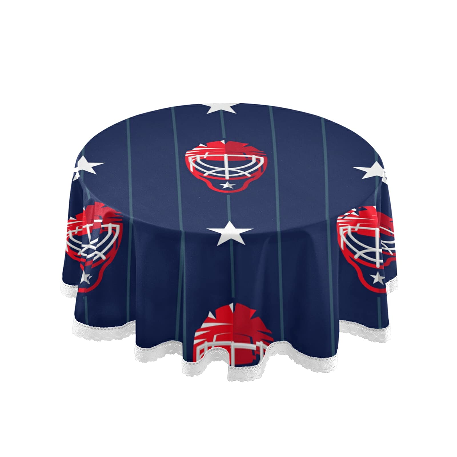 **60 Inch Round Hockey Sport Tablecloth - Wrinkle Resistant Indoor/Outdoor Table Cover for Kitchen, Dining, Restaurant & Patio Decor | Perfect for Game Nights, Parties & Outdoor Gatherings**