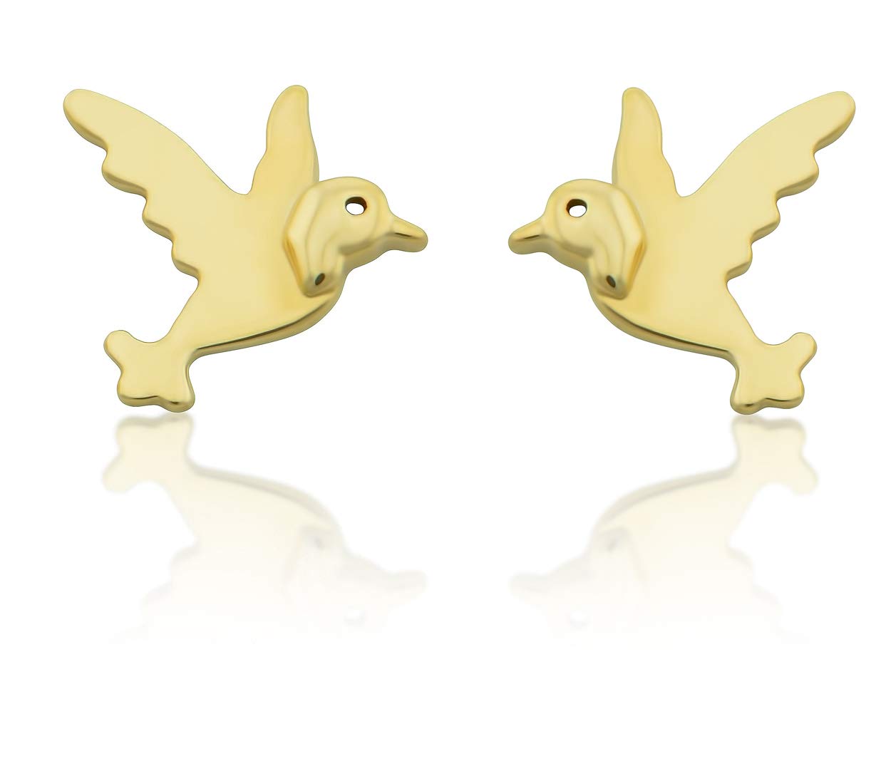 14K Yellow Gold Tiny Hummingbird Stud Earrings - 0.23in Dainty Jewelry for Women - Perfect for Everyday Wear, Gifts & Special Occasions