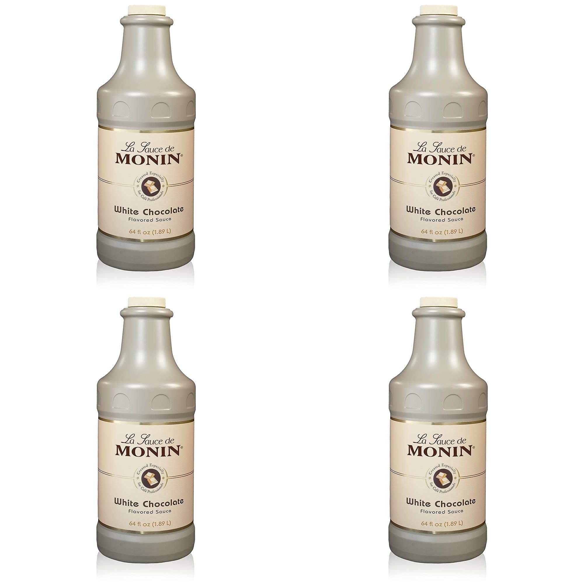 Monin Gourmet White Chocolate Sauce - Creamy, Buttery, Gluten-Free & Non-GMO (64 Fl Oz, 4 Pack) - Perfect for Coffee, Desserts & Baking