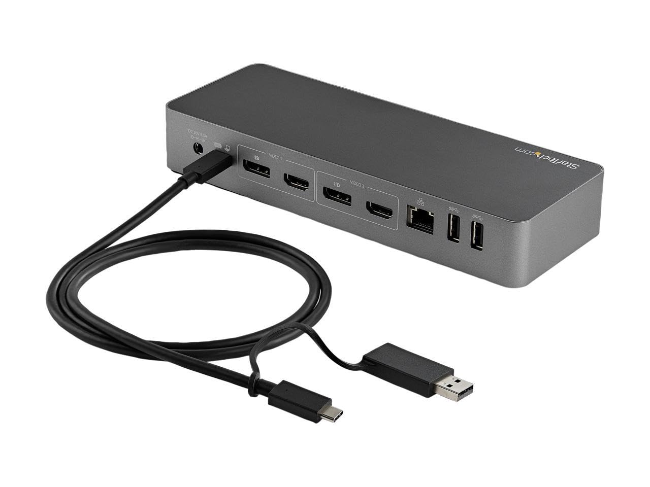 Star Tech.com Hybrid Universal USB-C & USB-A Laptop Docking Station with 100W Power Delivery - Dual 4K 60Hz HDMI & DisplayPort Monitors - Compatible with Most Laptops - Perfect for Home Office, Remote Work & Multi-Tasking Professionals