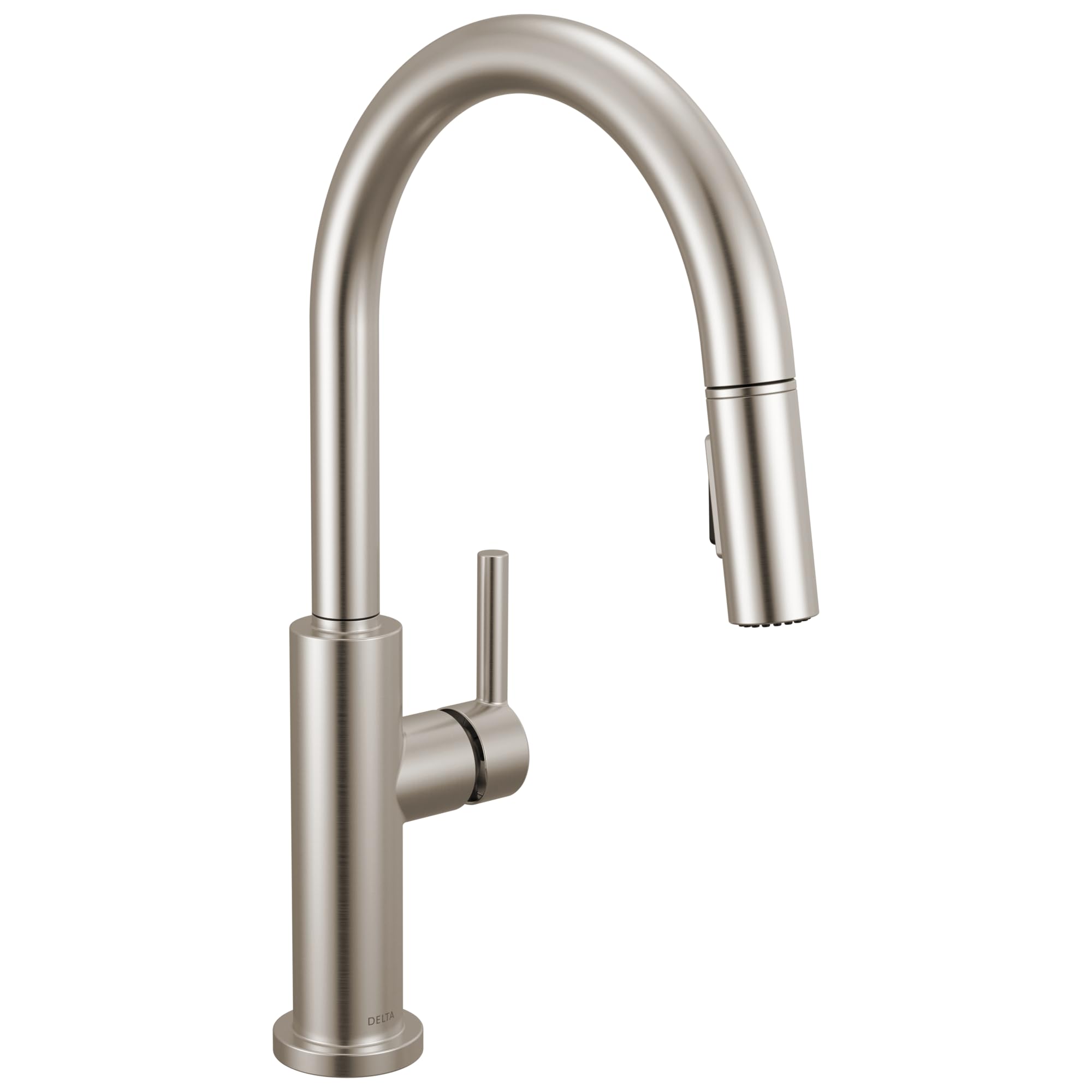 Delta Nicoli Brushed Nickel Single Hole Kitchen Faucet with Pull Down Sprayer - Modern Stainless Steel Sink Faucet (Model 19867LF-SS) for Easy Dishwashing & Food Prep