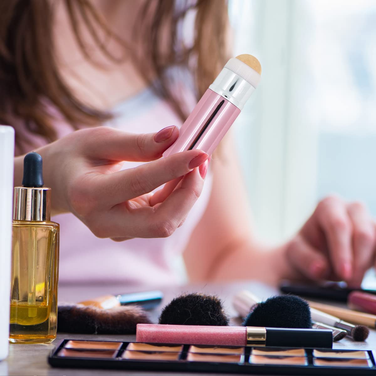 NuYou Volcanic Roller - Dual Function Oil-Absorbing Face Roller & Makeup Sponge for Oily Skin | Perfect for On-the-Go Touch Ups & Makeup Application