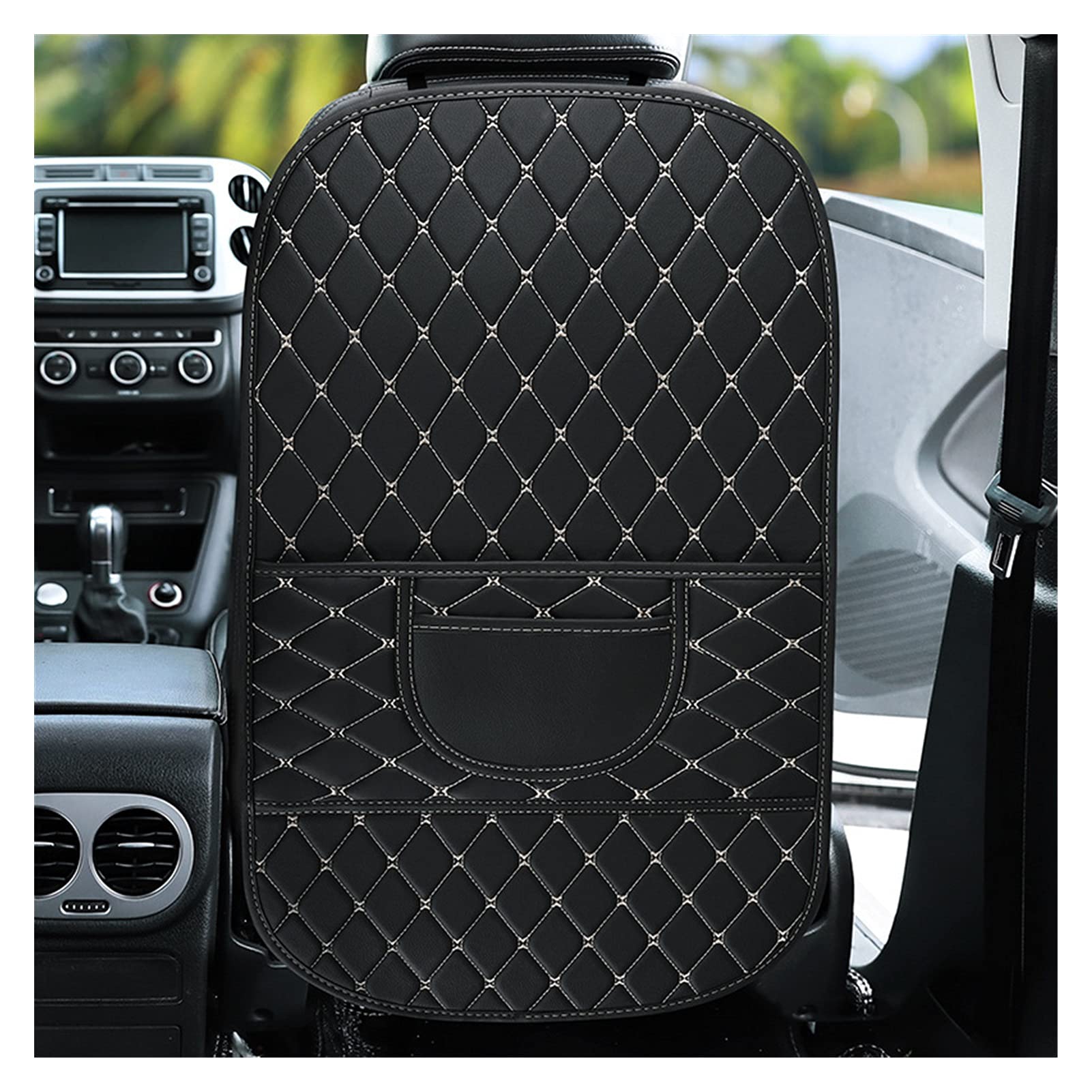 2 PCS Black PU Car Seat Back Cover Protector for Kids - Waterproof Anti-Kick Pad, Durable Car Seat Protector Accessories for Child Safety & Interior Protection - Perfect for Family Road Trips & Daily Commutes