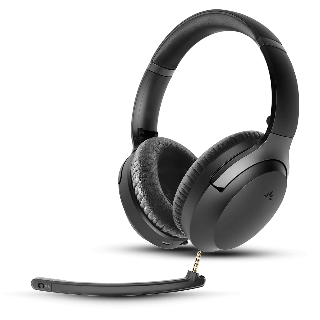 Aria 3 - Wireless Bluetooth 5.3 LE Audio Headphones with Detachable Noise-Cancelling Mic, 55H Battery Life, Sidetone Feature for PC, Computer & Phone - Perfect for Work Calls, Online Meetings, Music Streaming & Gaming