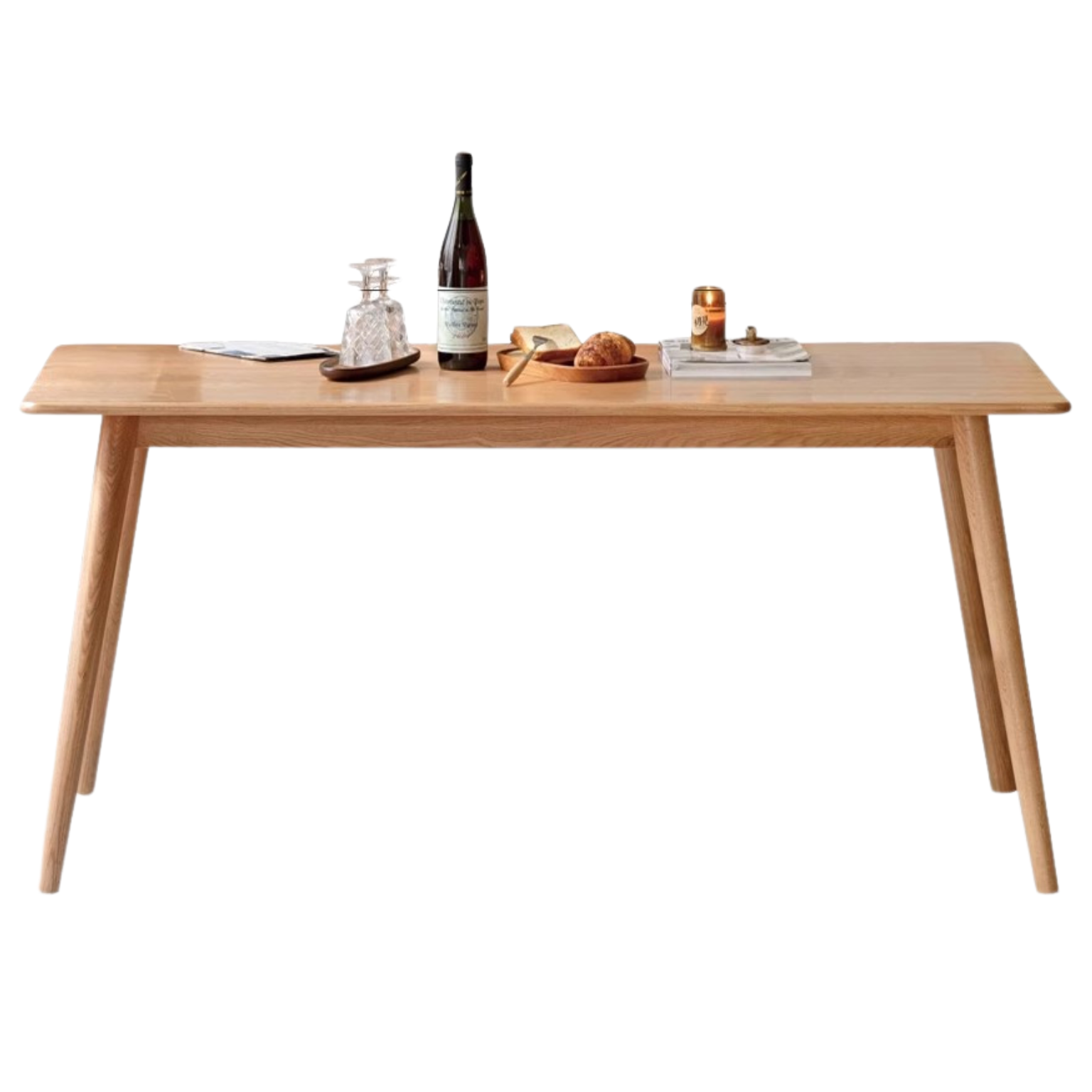 Solid Oak Wood Modern Dining Table - Rustic Farmhouse Style for Kitchen, Dining Room & Small Space - Perfect for Family Gatherings & Dinner Parties