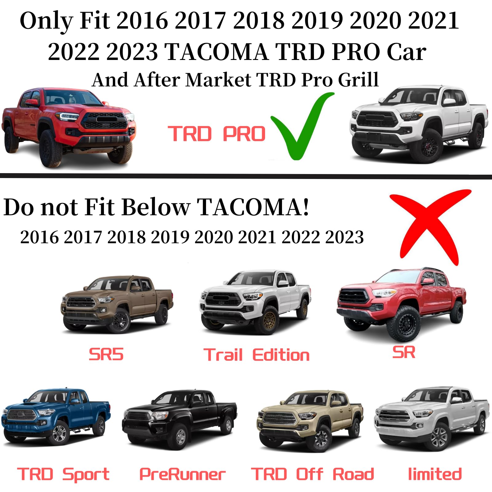 5PCS Amber LED Grill Lights for Toyota Tacoma 2015-2023 TRD-Pro & Aftermarket Grills - Waterproof Off-Road Lighting for Trucks, SUVs, ATVs - Perfect for Night Driving, Camping & Outdoor Adventures