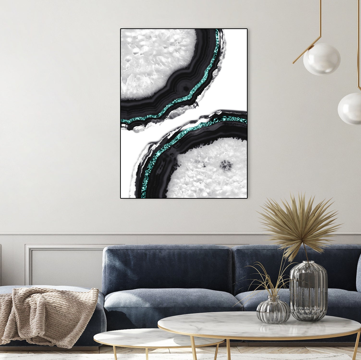 Agate Glitter Glam #16 - Natural Gemstone Decor for Home & Office - Perfect for Wall Art, Shelf Display, and Gift Giving