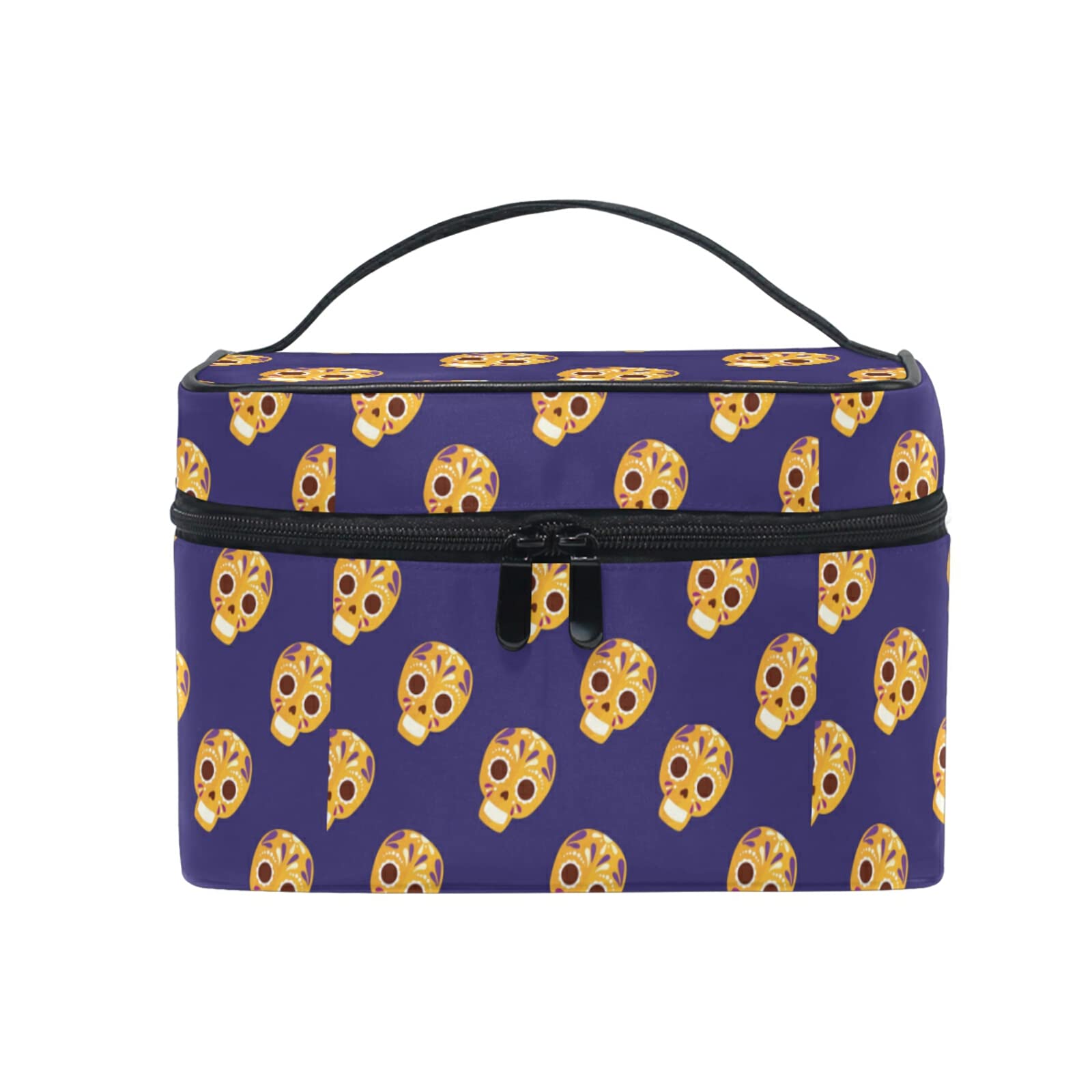 Stylish Mexican Sugar Skull Makeup Bag for Women - Waterproof Cosmetic & Toiletry Travel Organizer - Perfect for Travel, Gym, and Daily Beauty Essentials Storage