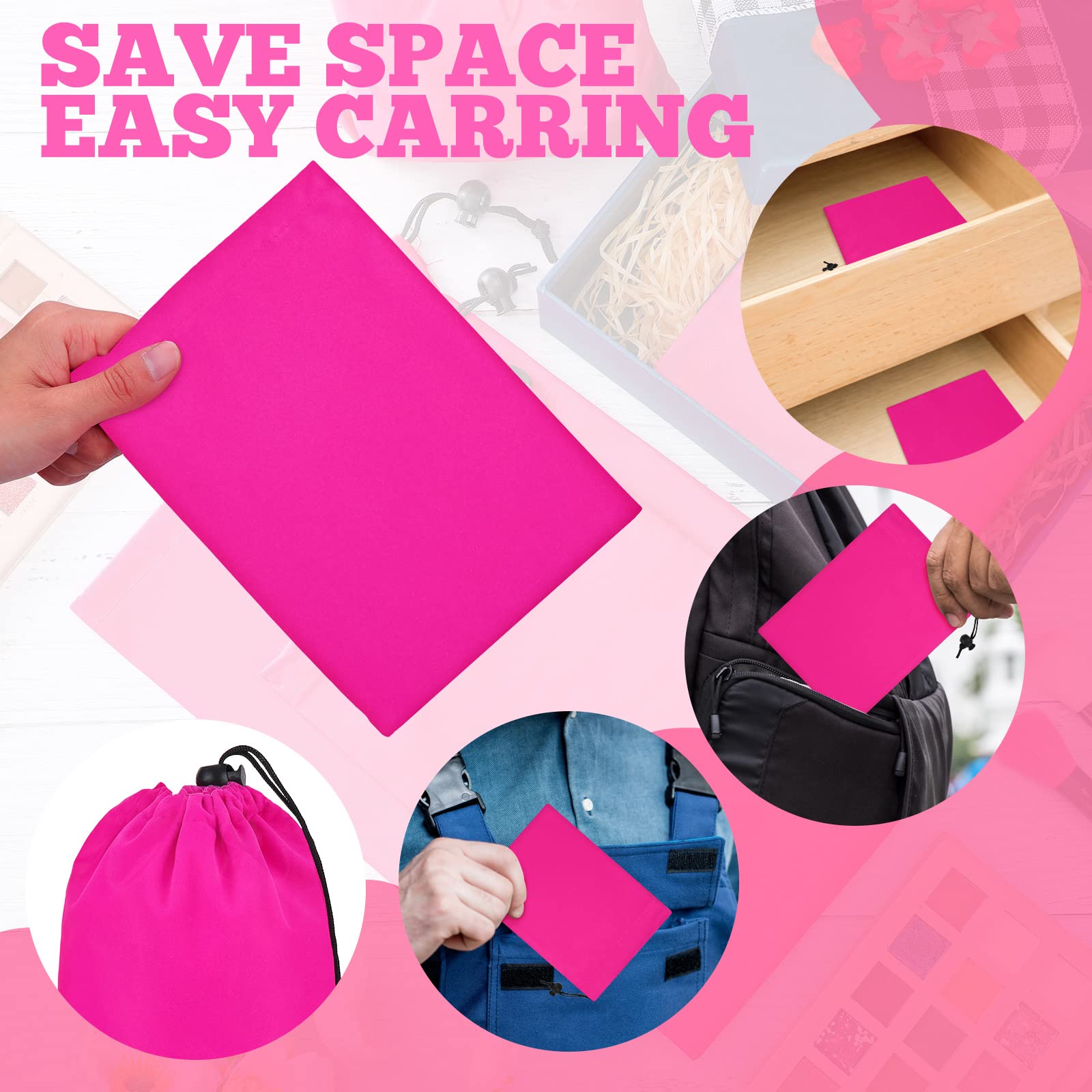 Premium 6-Piece Hot Pink Suede Toy Storage Bags with Drawstring Closure - Organize Kids' Toys, Crafts & Small Items - Perfect for Nursery, Playroom & Travel
