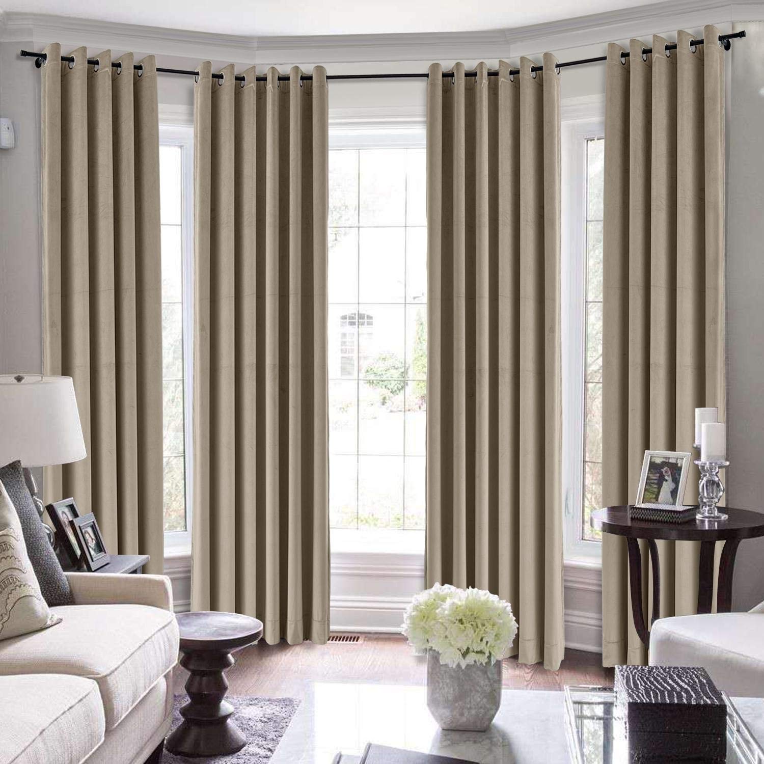 Premium Extra Long Blackout Curtains - Soft Velvet Thermal Insulated Grommet Window Drapes for Bedroom & Living Room (72x102 Inches, Taupe, 1 Panel) - Perfect for Light Blocking, Privacy & Temperature Control