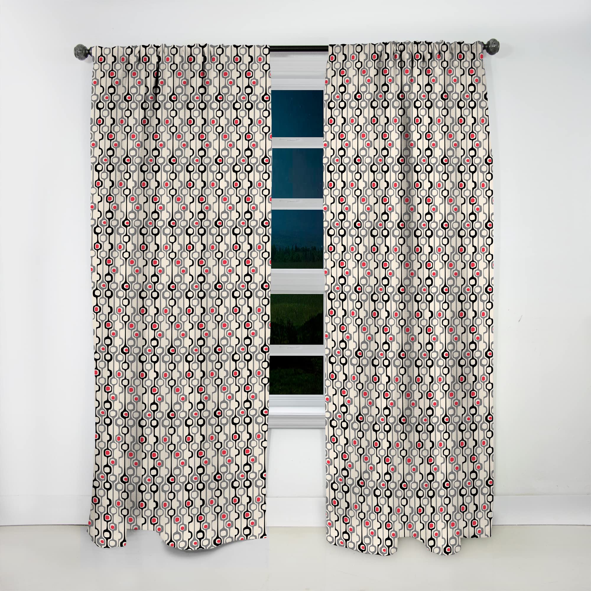 DesignQ Blackout Curtains - Retro Abstract Design IX - Thermal Insulated Bedroom & Living Room Curtains - Single Panel 52x84 - Perfect for Home Theater, Nursery & Light-Sensitive Sleepers