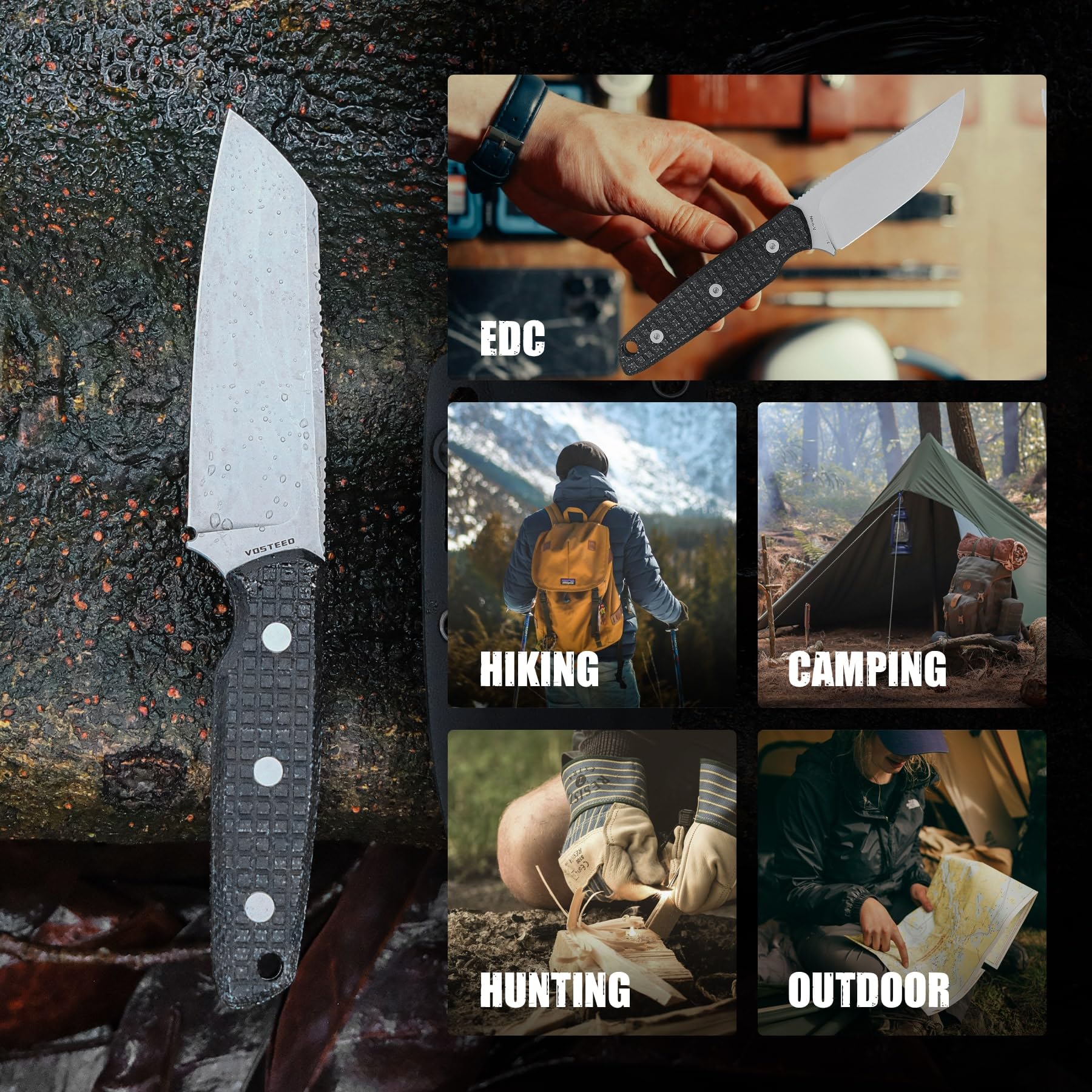Vosteed EDC Fixed Blade Knife - 3.99