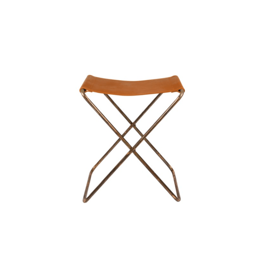 Vintage Copper Leather Stool - Handcrafted Antique Style Footstool for Living Room, Bedroom & Office - Perfect for Home Decor & Relaxation