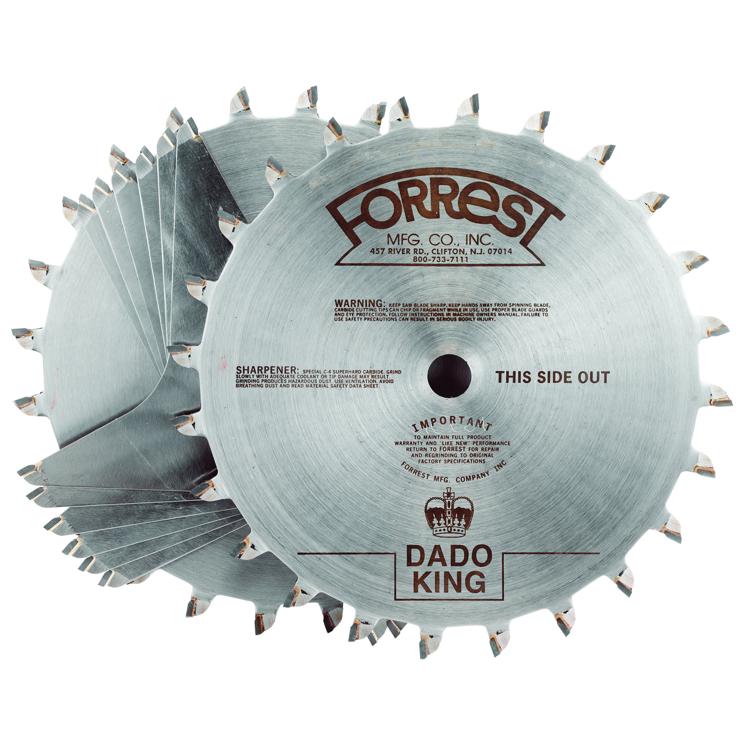 8-Inch Dado King Set with 24 C4 Carbide Teeth - Premium Woodworking Dado Blade for Table Saws - Perfect for Cabinetry, Shelving & Joinery Projects
