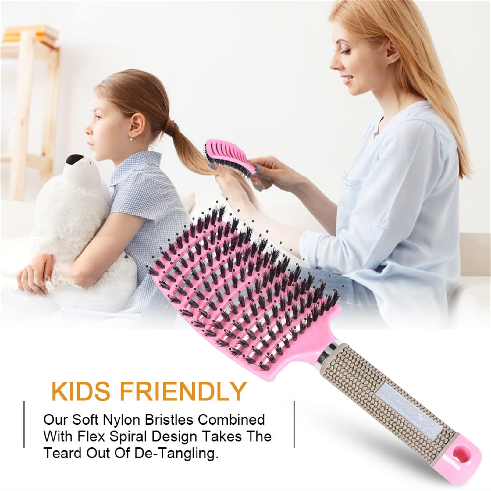 Pop Magic Detangling Hair Brush for Women & Kids - Boar Bristle Paddle Brush for Wet/Dry Hair - Best for Long, Thick & Curly Hair - Perfect for Blow Drying & Styling (Iridescent) | Salon Quality Hair Care at Home