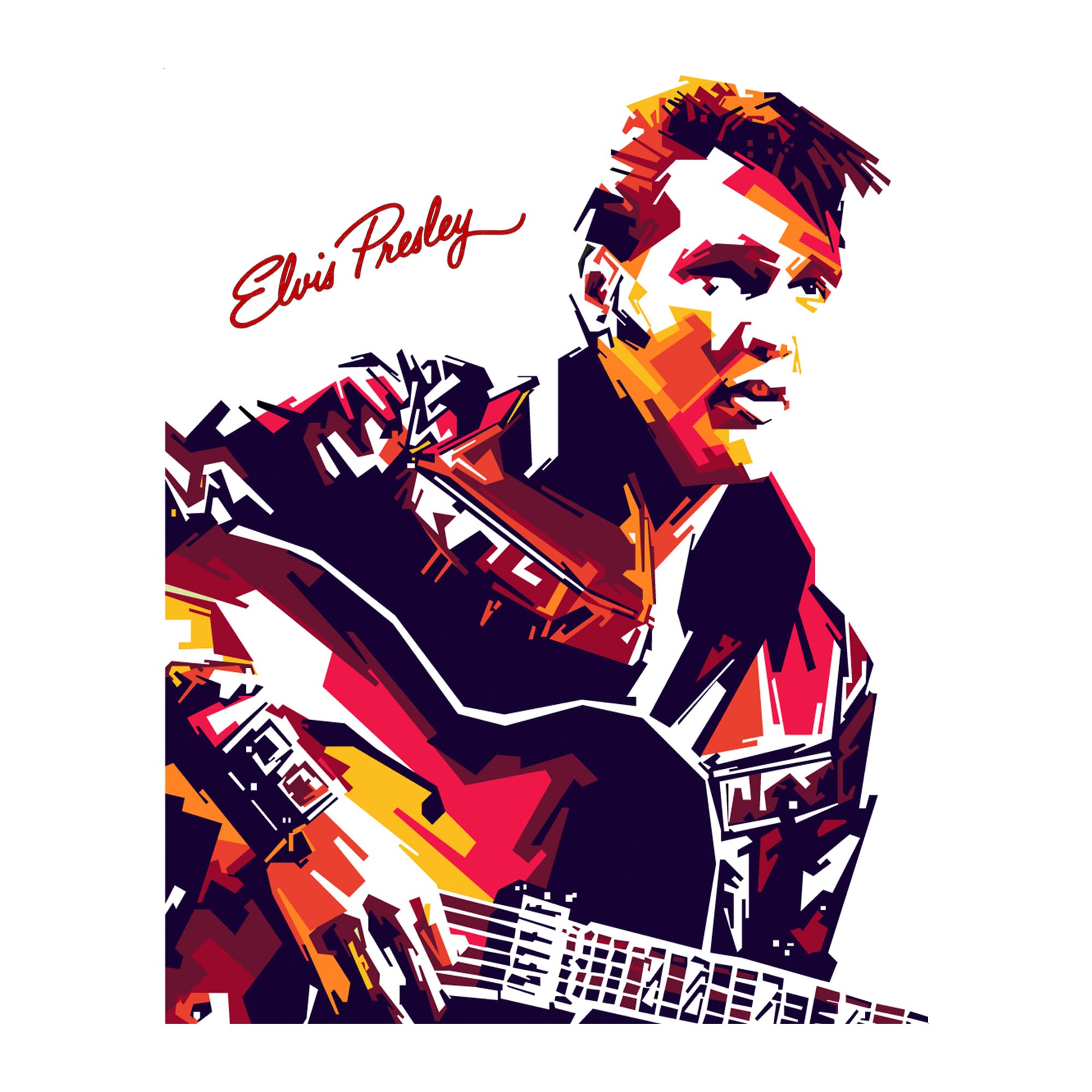 Elvis Presley Retro Music Wall Art Poster - 8x10 Inch Unframed Silhouette Print for Home, Office & Studio Decor | Perfect for Music Rooms, Man Caves & Gift Giving | Vintage Rock & Roll Memorabilia