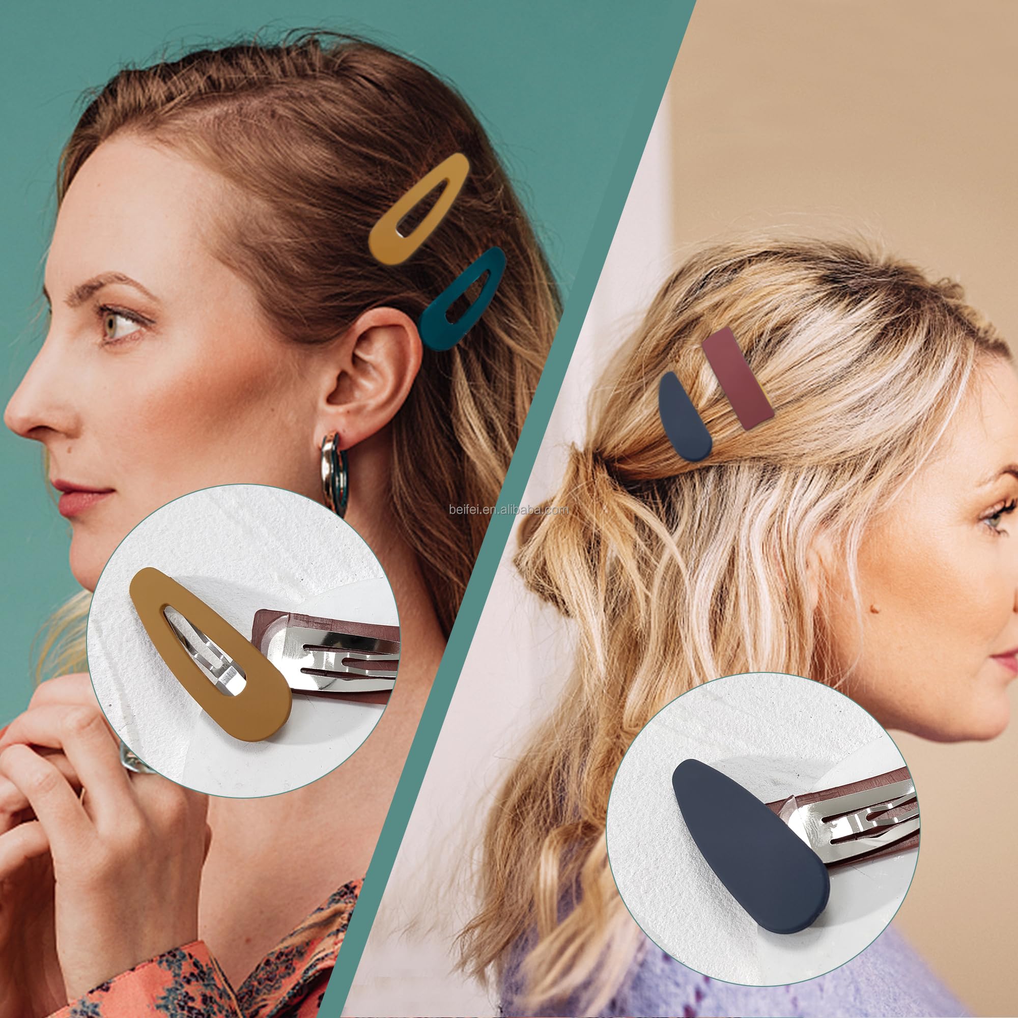 REhair 10 Pack Acrylic Metal Snap Hair Clips for Women & Girls - Matte Hair Barrettes & Fashion Hairpins for Teens (Hollow Rectangular Design) - Perfect for School, Work, Parties & Everyday Styling