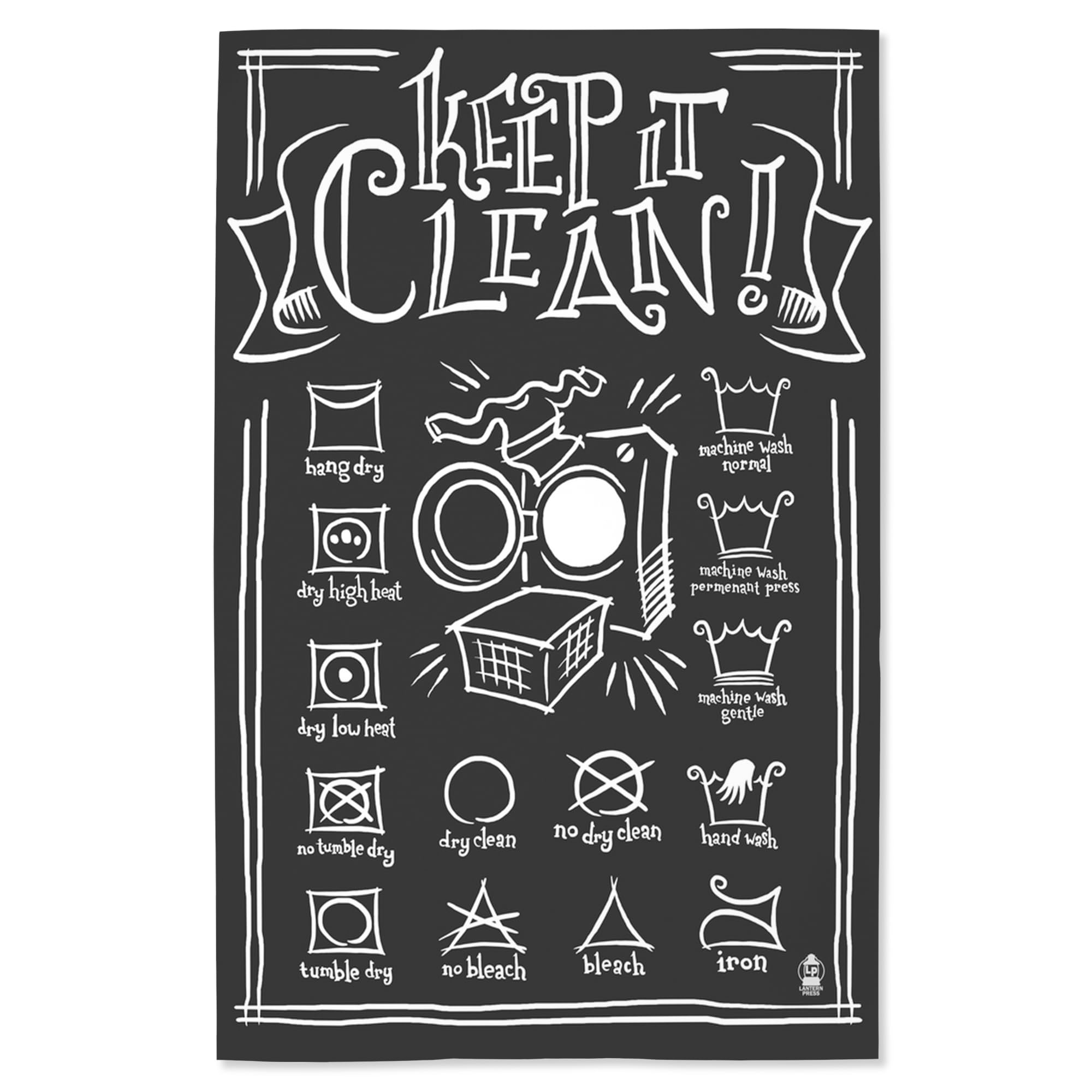 Lantern Press 16x24 Inch Giclee Print - Laundry Symbols Guide in Black | Perfect for Laundry Rooms, Dorm Decor & Home Organization