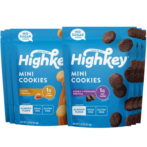 HighKey Keto Snacks - Low Carb Gluten Free Cookies Variety Pack with Salted Caramel & Chocolate Brownie Bites | Keto Diet Friendly Snacks for Weight Loss, Office Snacking & On-the-Go Healthy Treats