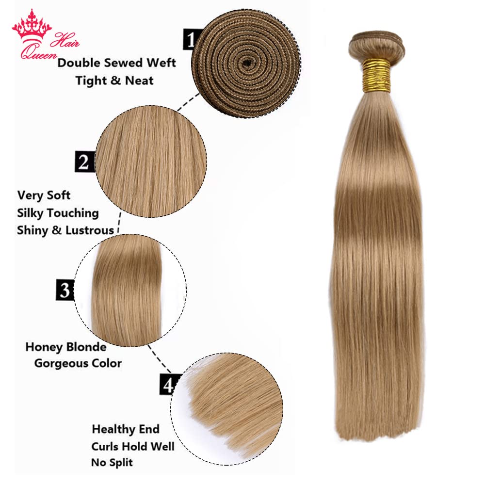 Queen Mink Brazilian Hair Weave Bundles #27 Honey Blonde - 14
