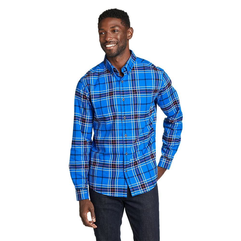 Eddie Bauer Men's Relaxed Fit Plaid Flannel Shirt - Soft & Comfortable Casual Wear for Outdoor Adventures & Everyday Use