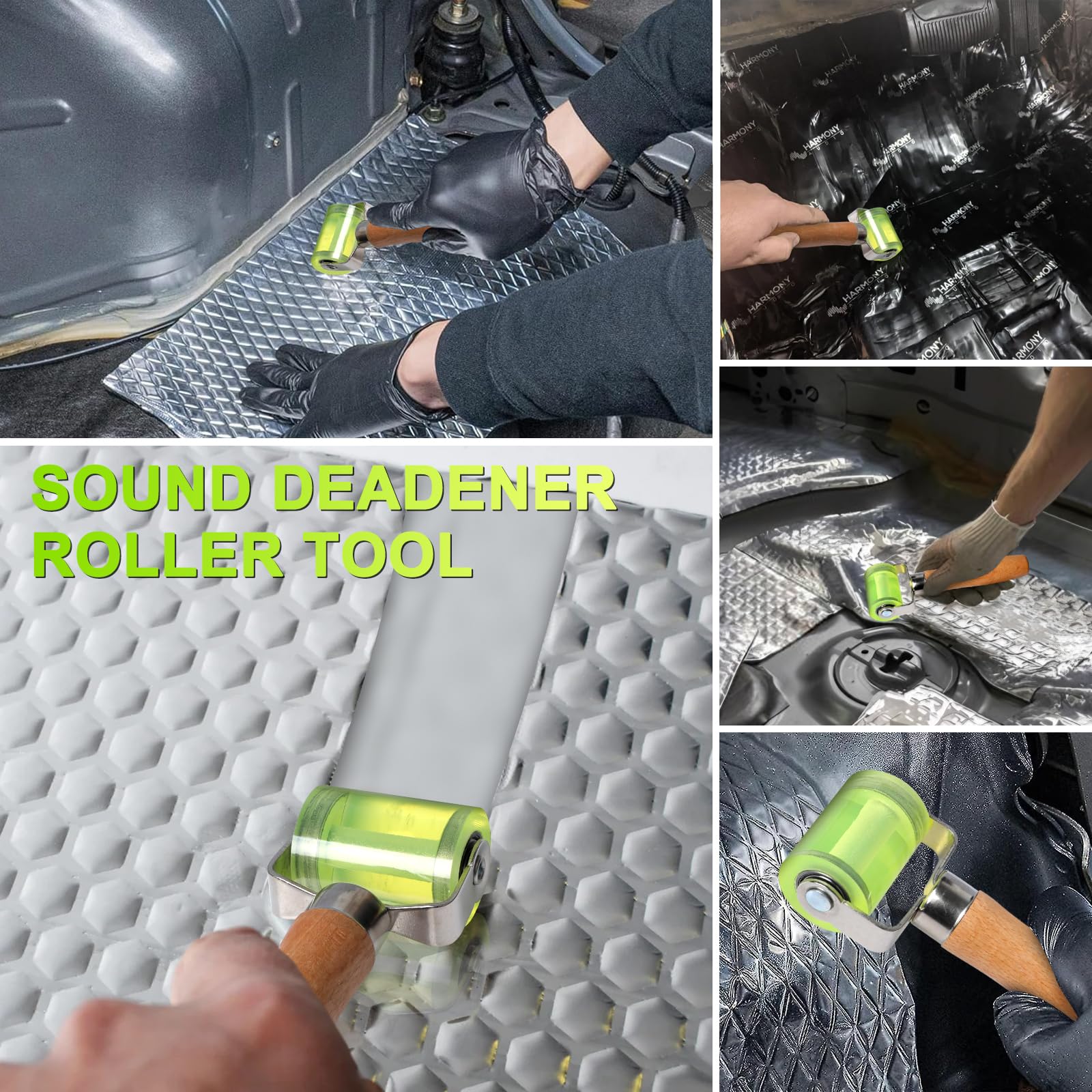 Ouzorp Automotive Car Sound Deadening Roller - Bearings Equipped, No Nut Loosening, for Sound Deadening Mat & Wallpaper Application - Durable PU Rubber Wheel Seam Roller Tool for Car Audio Installation & Home DIY Projects