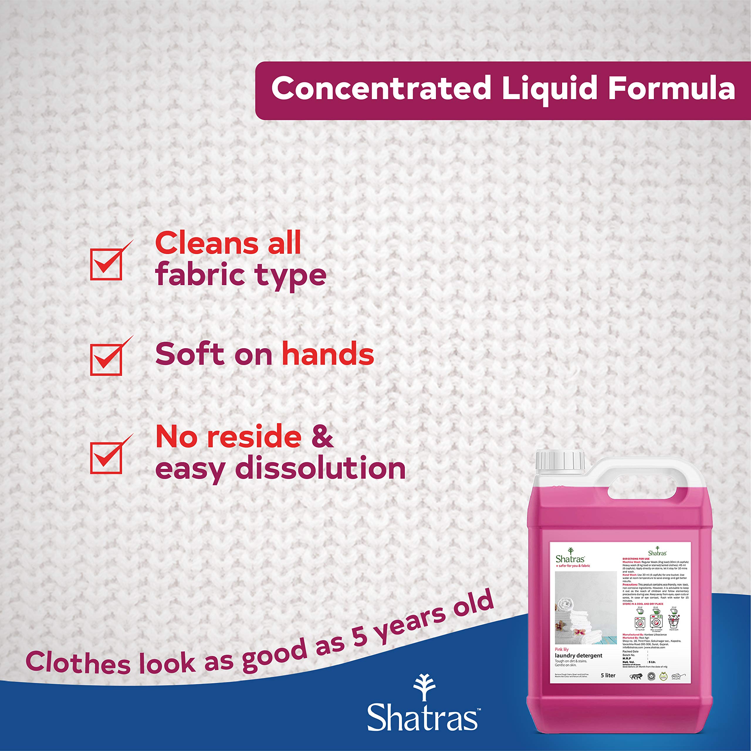 Shatras Natural Liquid Laundry Detergent - Hypoallergenic, Baby-Safe, Eco-Friendly with Fabric Conditioner - 5L for All Washing Machines (HE Compatible) - Perfect for Families, Sensitive Skin & Eco-Conscious Homes