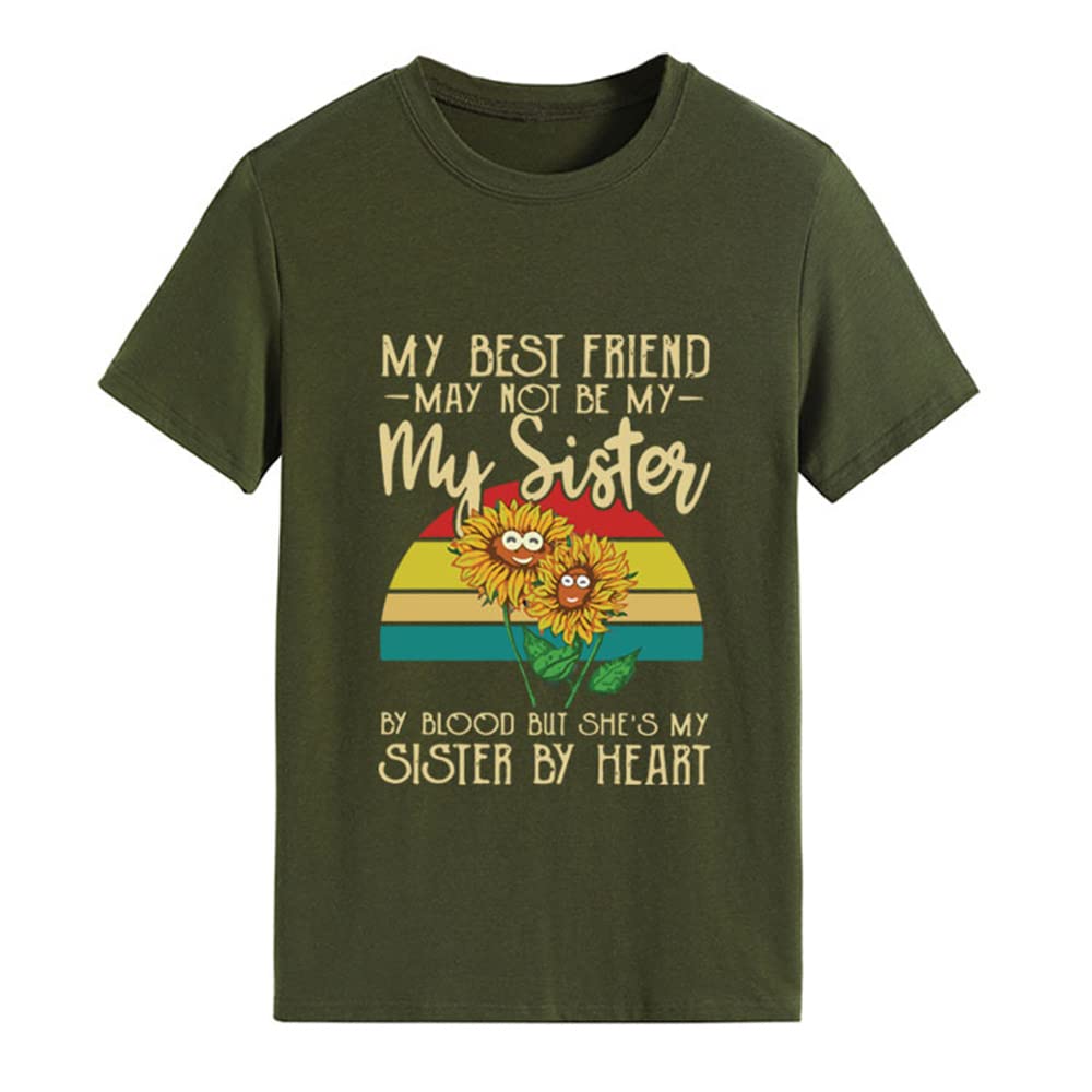 Funny Sunflower Rainbow Graphic Tees for Women - Best Friend & Sister Matching Summer Aesthetic Tops - Perfect for Casual Outings, Beach Days & Family Gatherings