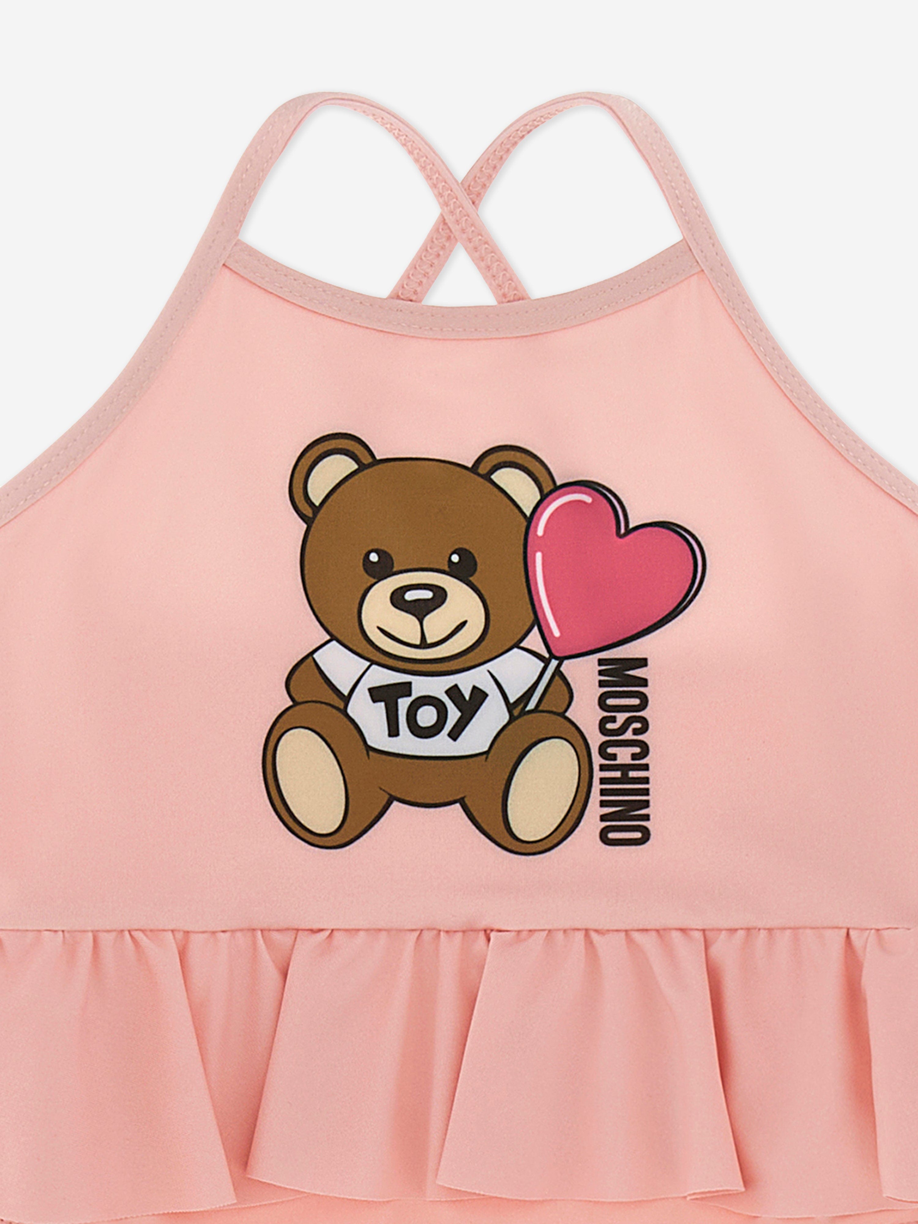 Adorable Pink Teddy Bear Swimsuit for Baby Girls - Perfect for Beach, Pool & Summer Photoshoots
