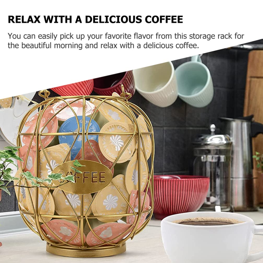 Golden Coffee Pod Holder - Espresso Capsule Storage Organizer for Keurig & Nespresso - Countertop Coffee Bar & Office Organization - Perfect for Kitchen, Pantry & Break Room
