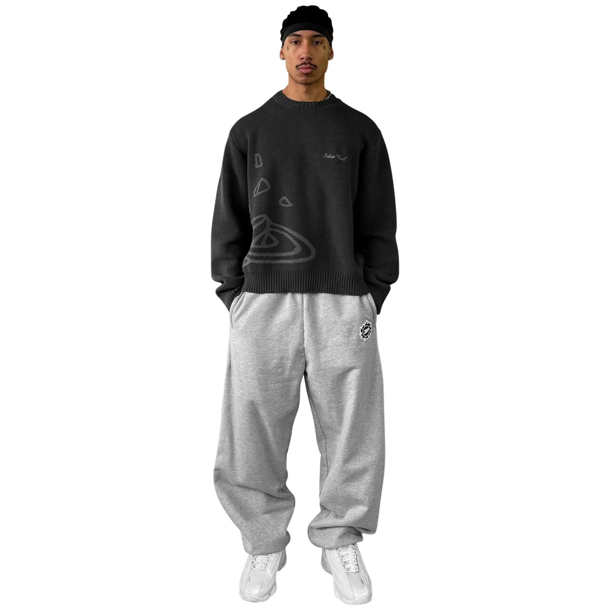 Broken Planet Midnight Black Knit Sweatshirt | Cozy Pullover for Men & Women | Perfect for Casual Wear, Street Style & Winter Fashion