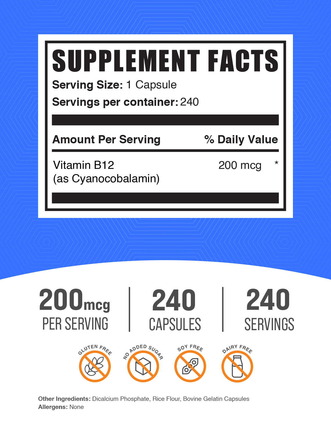 Vitamin B12 (1% Cyanocobalamin) Capsules - High Potency Energy Booster for Fatigue Relief & Metabolism Support - Perfect for Vegan Diets & Active Lifestyles
