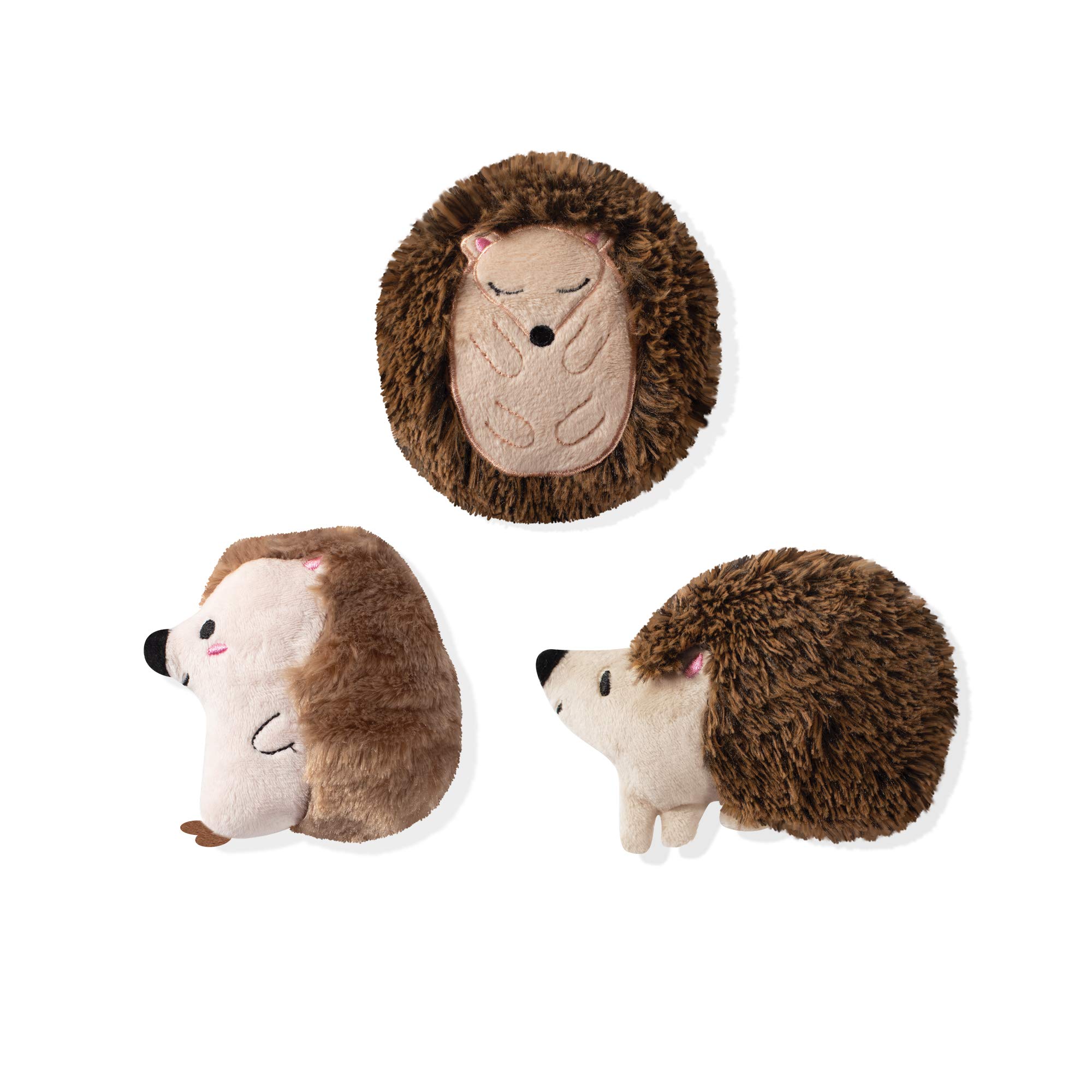 FRINGE STUDIO Small Dog Chew Toys - 3 Piece Hedgehog Pet Toy Set for Puppies & Teething Dogs | Durable & Safe for Indoor & Outdoor Play