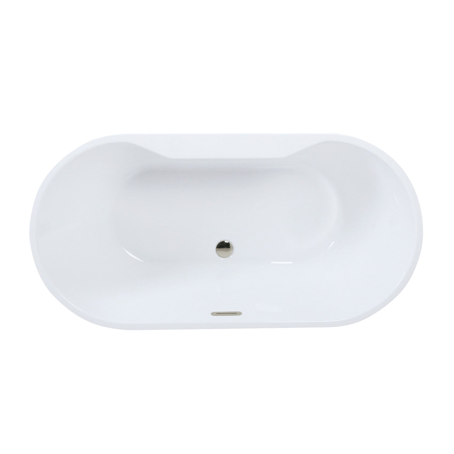 Aqua Eden 67 Inch Acrylic Oval Freestanding Bathtub - Glossy White with Polished Nickel Finish - Double Ended Soaking Tub with Drain - Perfect for Master Bathroom & Luxury Spa Retreat