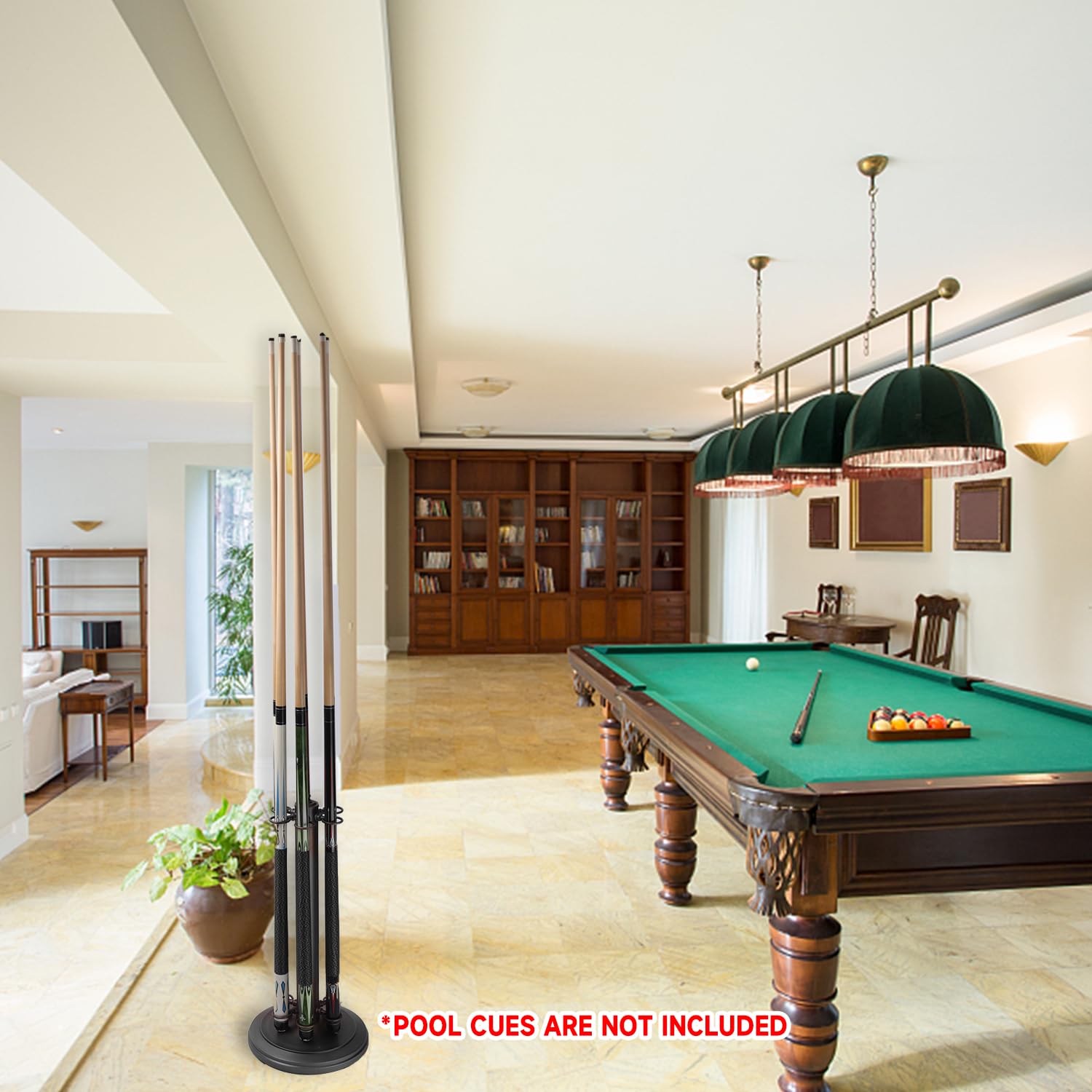 GSE Games & Sports Expert 6-Slot Metal Billiard Pool Cue Rack - Stand Style Cue Holder for Pool Sticks (Multiple Colors) - Perfect for Home Game Rooms, Bars & Billiard Clubs