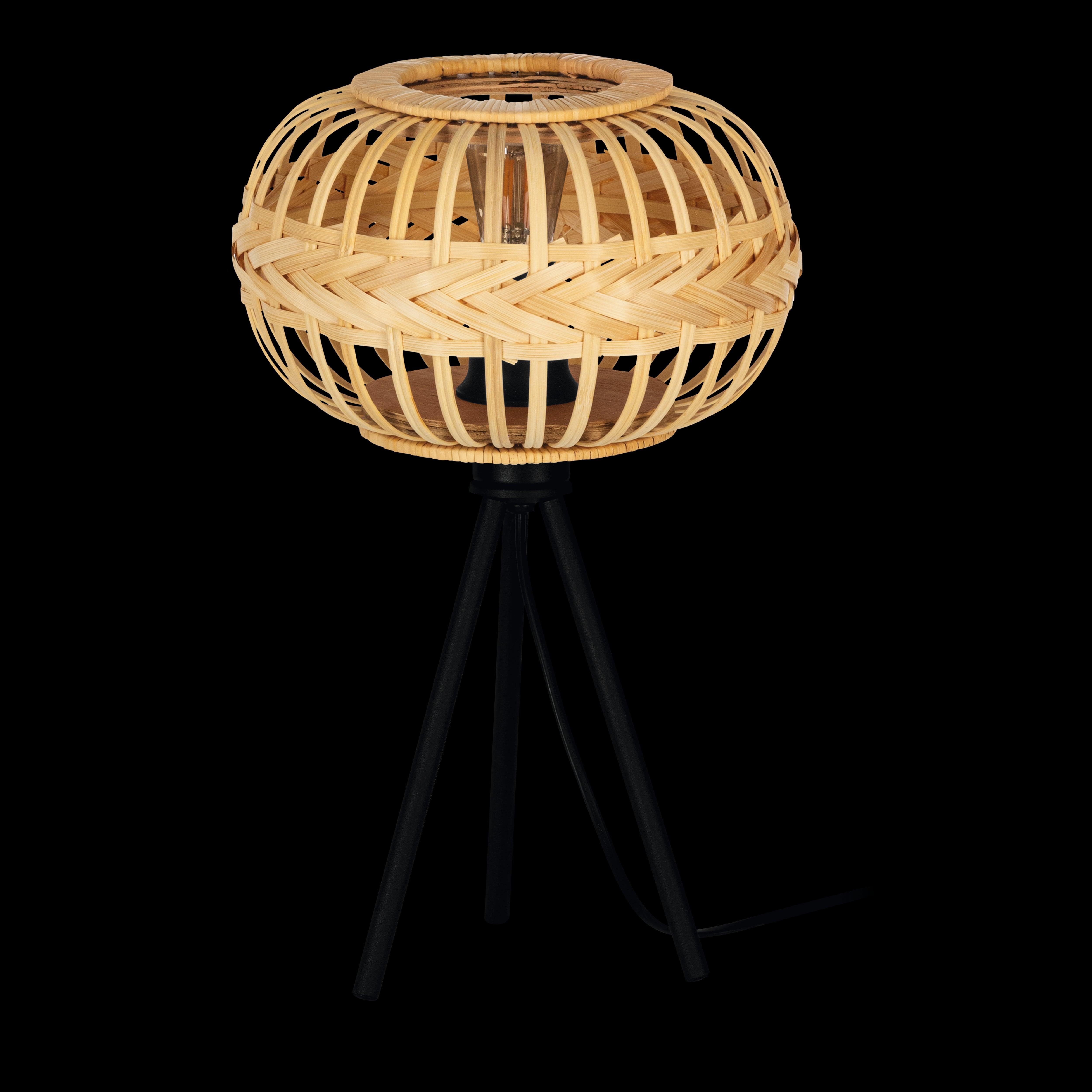 Eglo Amsfield 1 Bamboo Wicker Tripod Table Lamp - Natural Rattan Floor Light for Living Room, Bedroom & Office Decor - Perfect for Boho, Farmhouse & Coastal Style Home Lighting