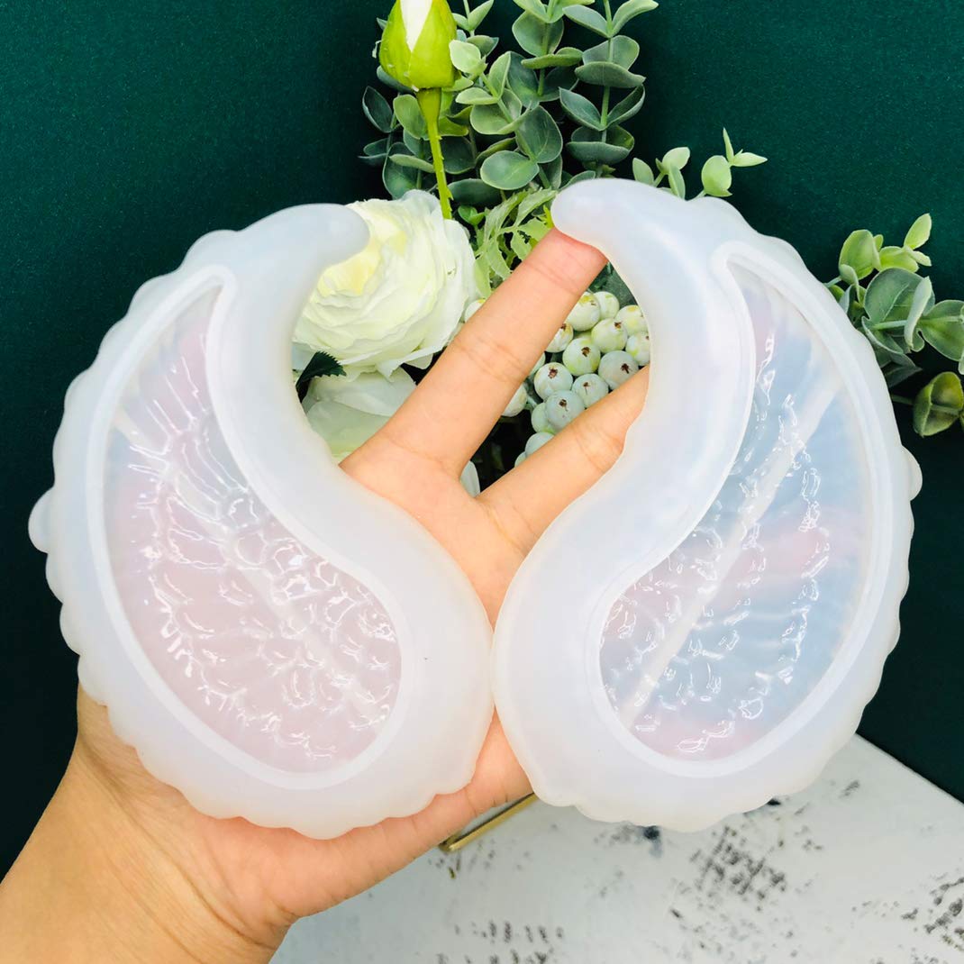 iSuperb 2-Piece Angel Wing Resin Molds - Silicone Feather Tray for Jewelry Storage, DIY Epoxy Casting, Home Decor & Gift Making | Perfect for Crafting, Bathroom Organizer, and Party Serving Dishes
