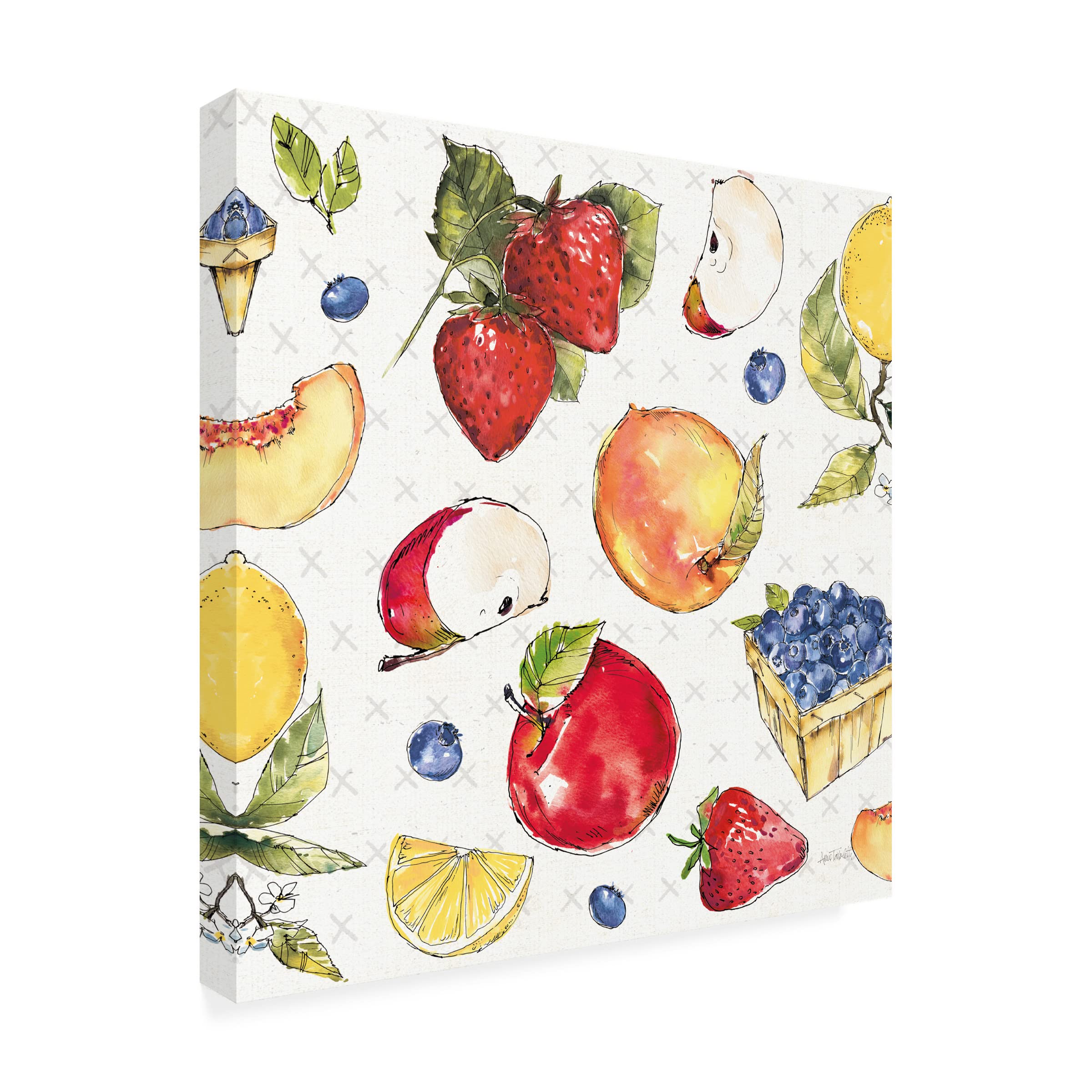 Anne Tavoletti 'Fruit Stand Pattern I' Canvas Wall Art Print - Vibrant Kitchen Decor for Dining Room & Farmhouse Style Home