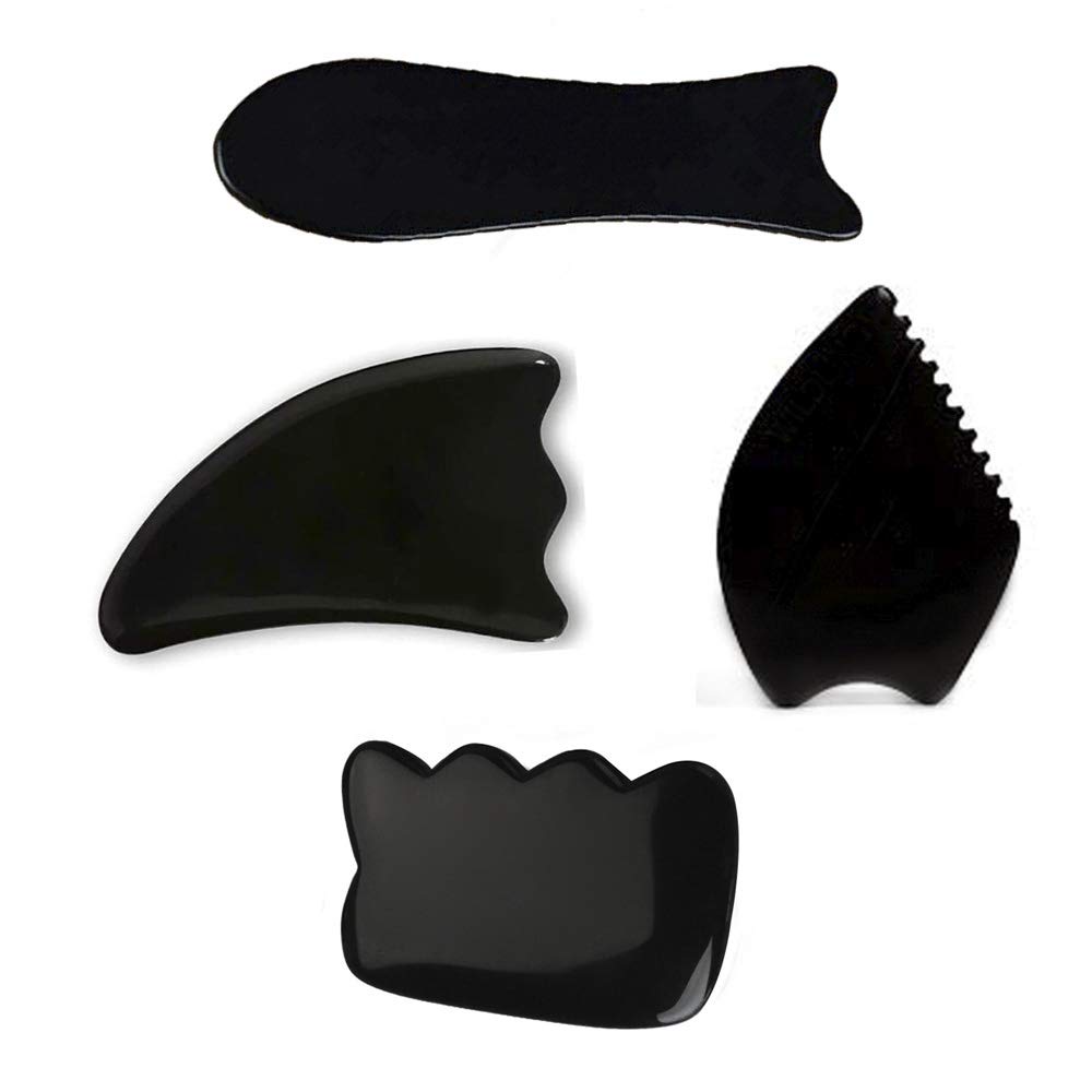 Black Agate Gua Sha Board - Natural Healing Stone Facial Tool for Anti-Aging, Wrinkle Reduction & Lymphatic Drainage | PINKCITY CREATION | Perfect for At-Home Skincare, Spa Treatments & Self-Care Rituals