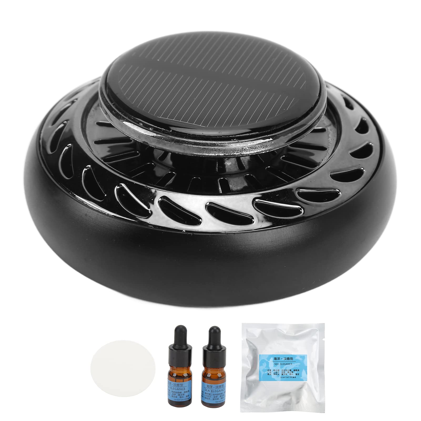 Aramox Solar Powered Car Air Freshener - Essential Oil Diffuser with Rotating Design, Black Interior Decor for Vehicles | Perfect for Long Drives, Commuting & Car Aromatherapy