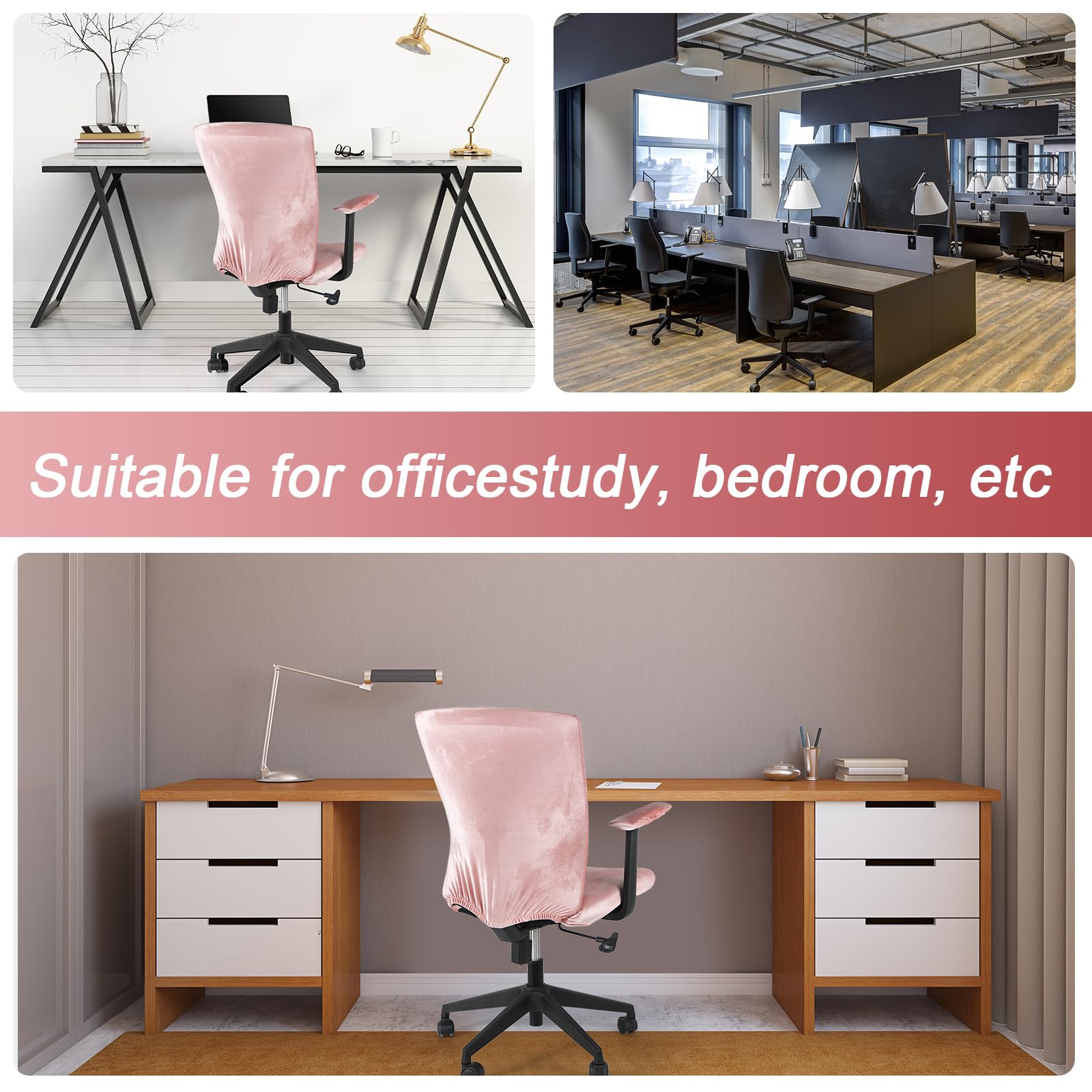 Tallew 4-Piece Stretchable Office Chair Cover Set - Universal Computer Chair Protector with Seat, Armrest & Backrest Cushion Covers - Fits Most Swivel & Desk Chairs (Light Pink) - Perfect for Home Office, Gaming & Workspace Decor