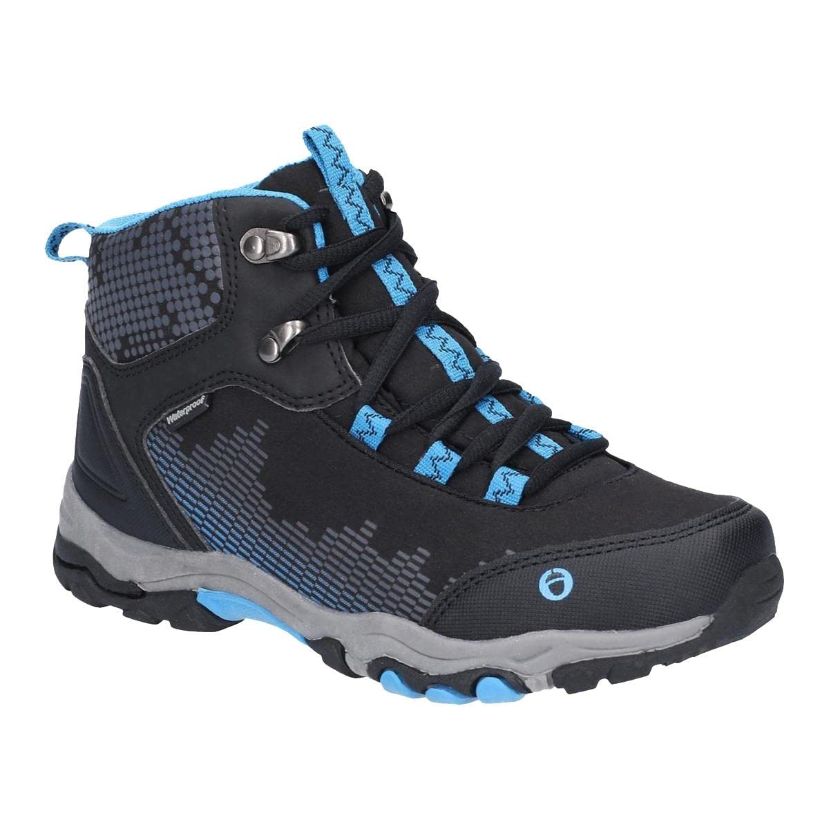 Ducklington Kids Hiking Boots - Waterproof Lace-Up Outdoor Shoes for Boys & Girls - Black/Blue - Size 13 M US - Perfect for Hiking, Camping & Outdoor Adventures