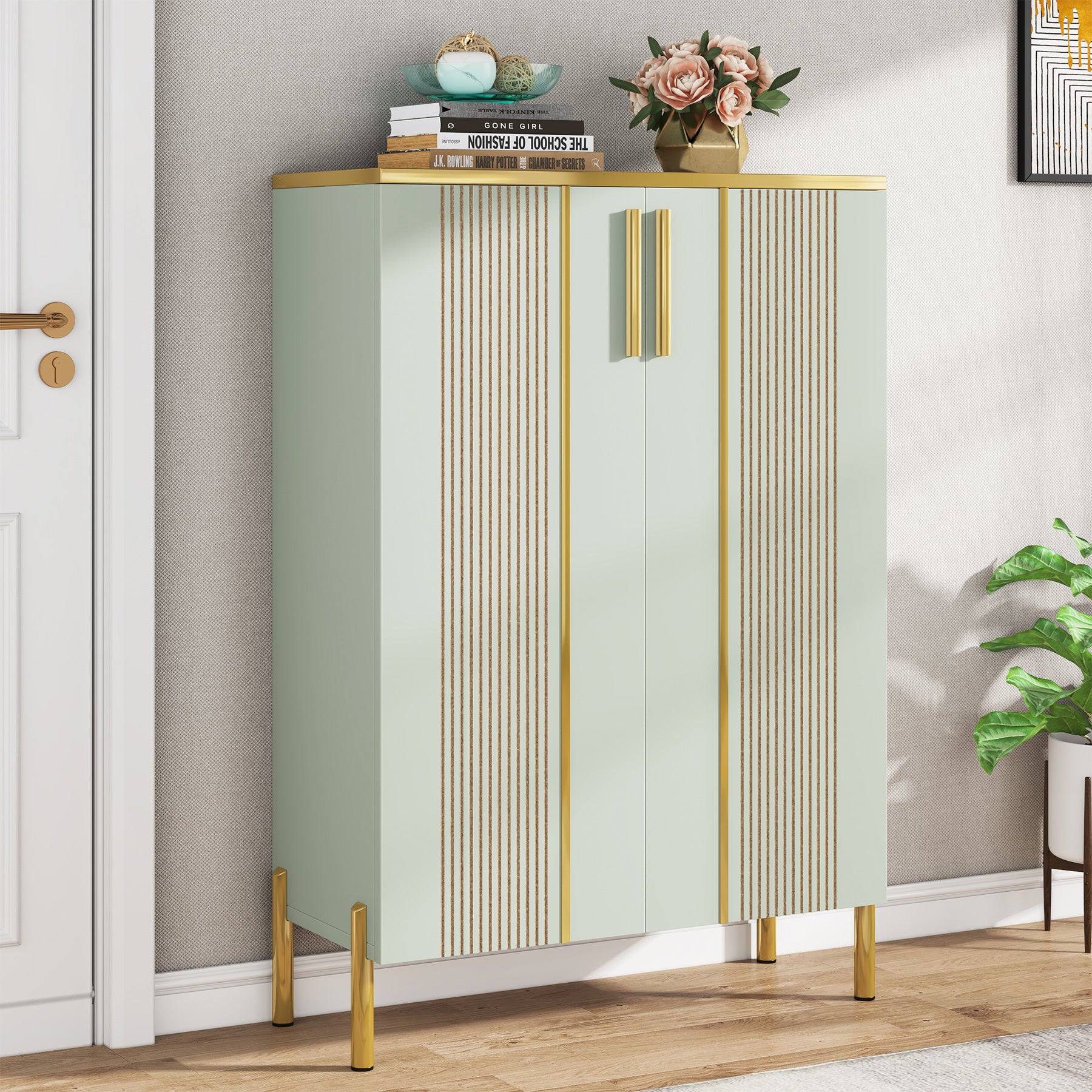 6-Tier Wooden Shoe Cabinet with Adjustable Shelves & Doors - Space Saving Shoe Storage Organizer for Entryway, Closet, and Bedroom