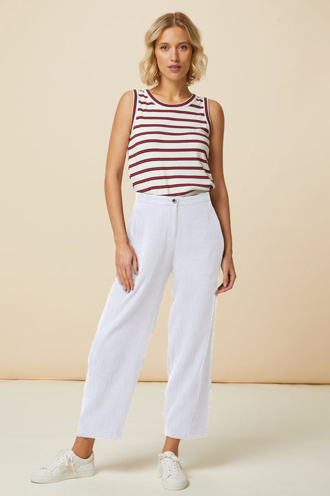 Libby Cheesecloth Trousers | White Cotton Linen Pants for Women | Perfect for Summer, Beach & Boho Style Outfits