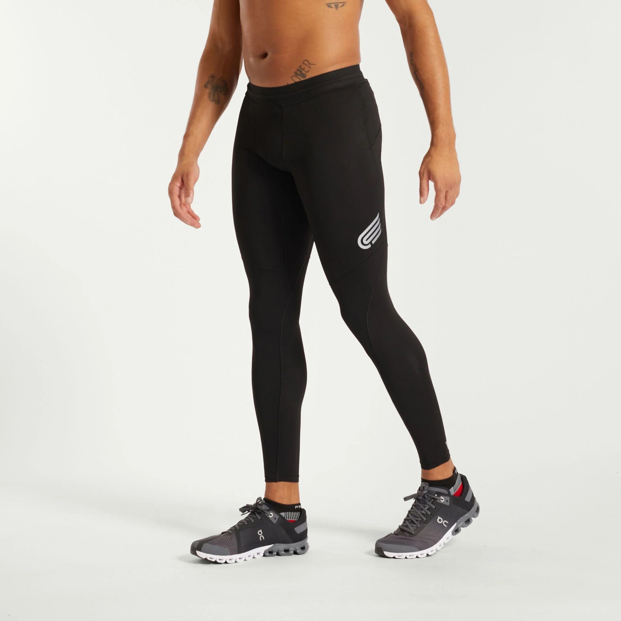 Pressio Men's EQ Run Tight - Black | Performance Running Tights for Men | Gym, Jogging & Workout Activewear