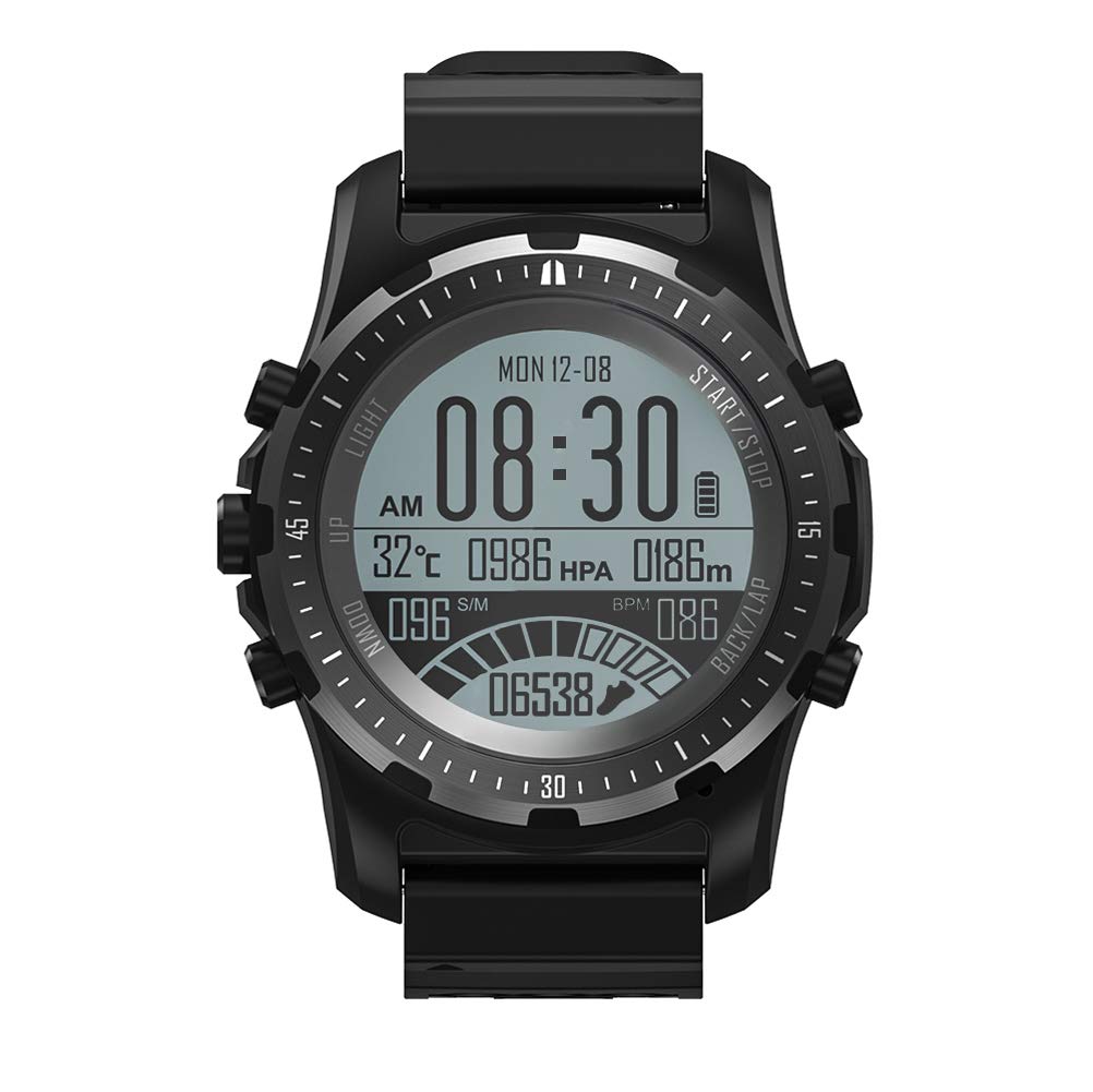 **Multifunctional Military GPS Smartwatch for Men - GLONASS, Compass, Pedometer, Barometer, Sleep Tracker - Durable Hiking & Outdoor Sports Watch (Black) - Perfect for Camping, Running, and Adventure Activities**