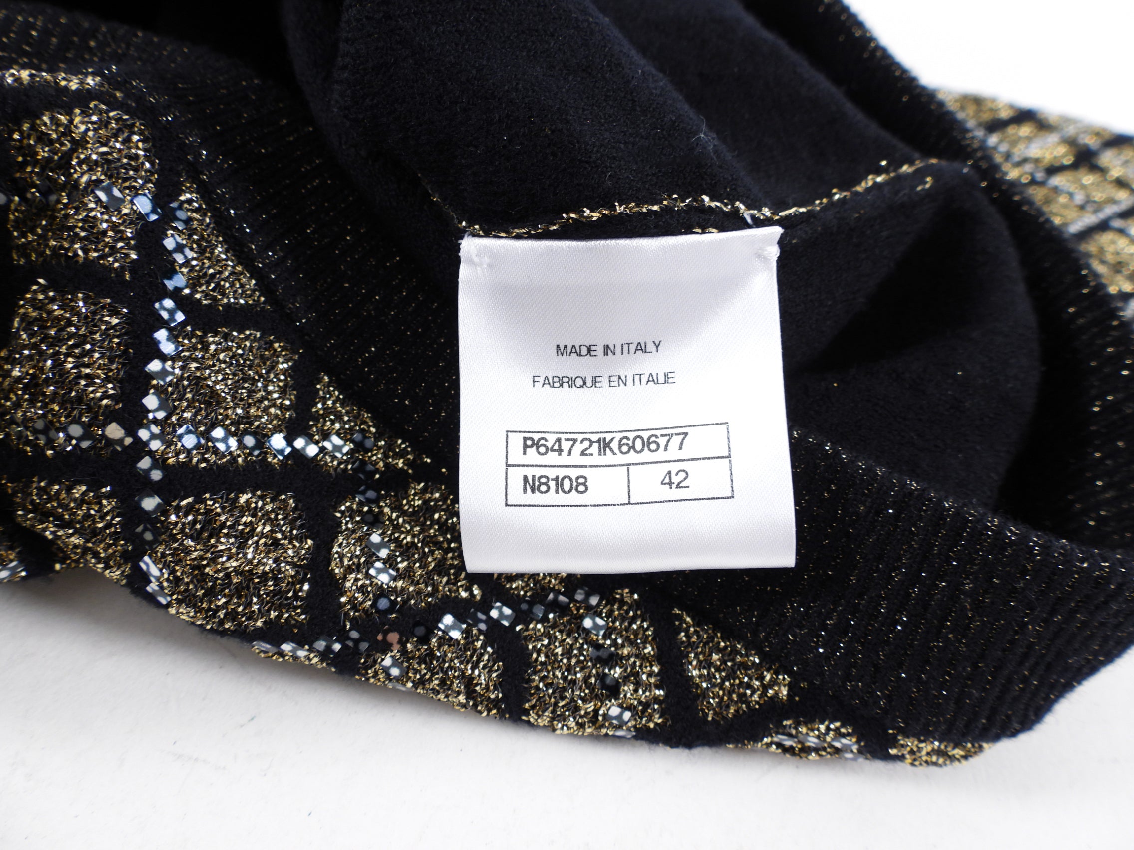 Chanel 20A Black & Gold Shimmer Knit Cardigan Sweater for Women - Soft Luxury Cashmere Blend - Perfect for Evening Parties & Date Nights (Size S/M)