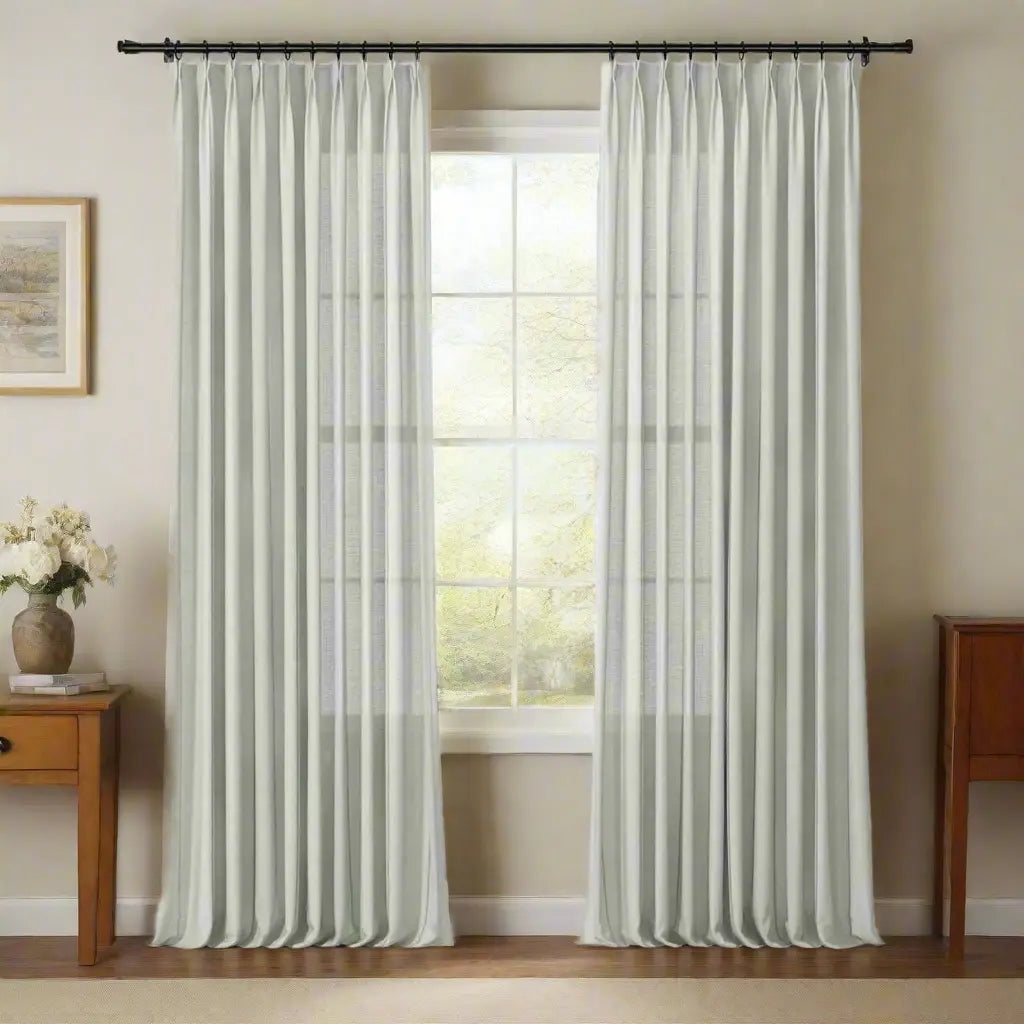 Bohemian Botanical Pleated Drapery Curtains - 52 Inch Width - Elegant Boho Home Decor for Living Room & Bedroom
