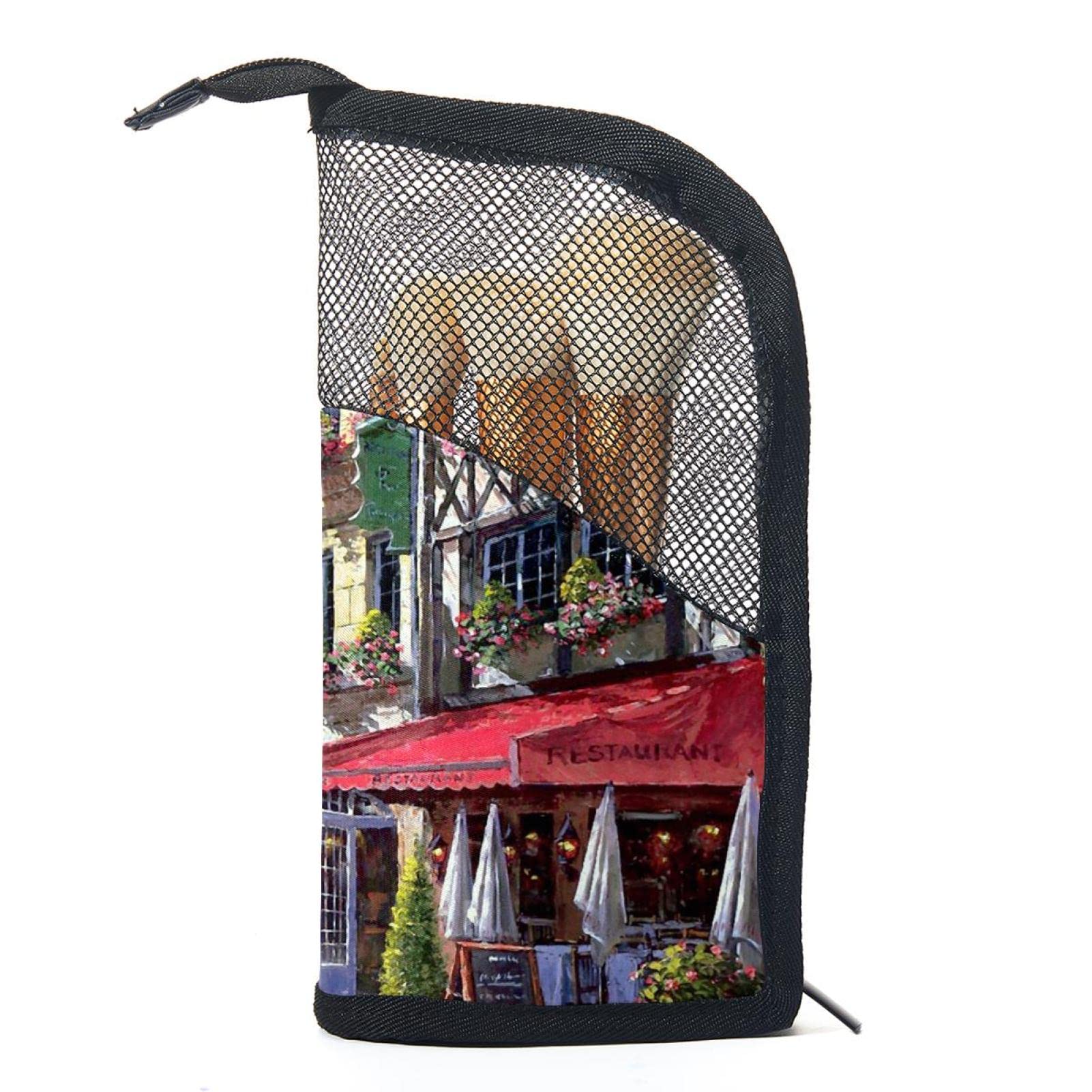 12-Piece Makeup Brush Organizer Bag with European Architectural Print - Portable Travel Cosmetic Brush Holder Case for Makeup Artists & Beauty Enthusiasts - Perfect for Home Vanity, Travel & Professional Use